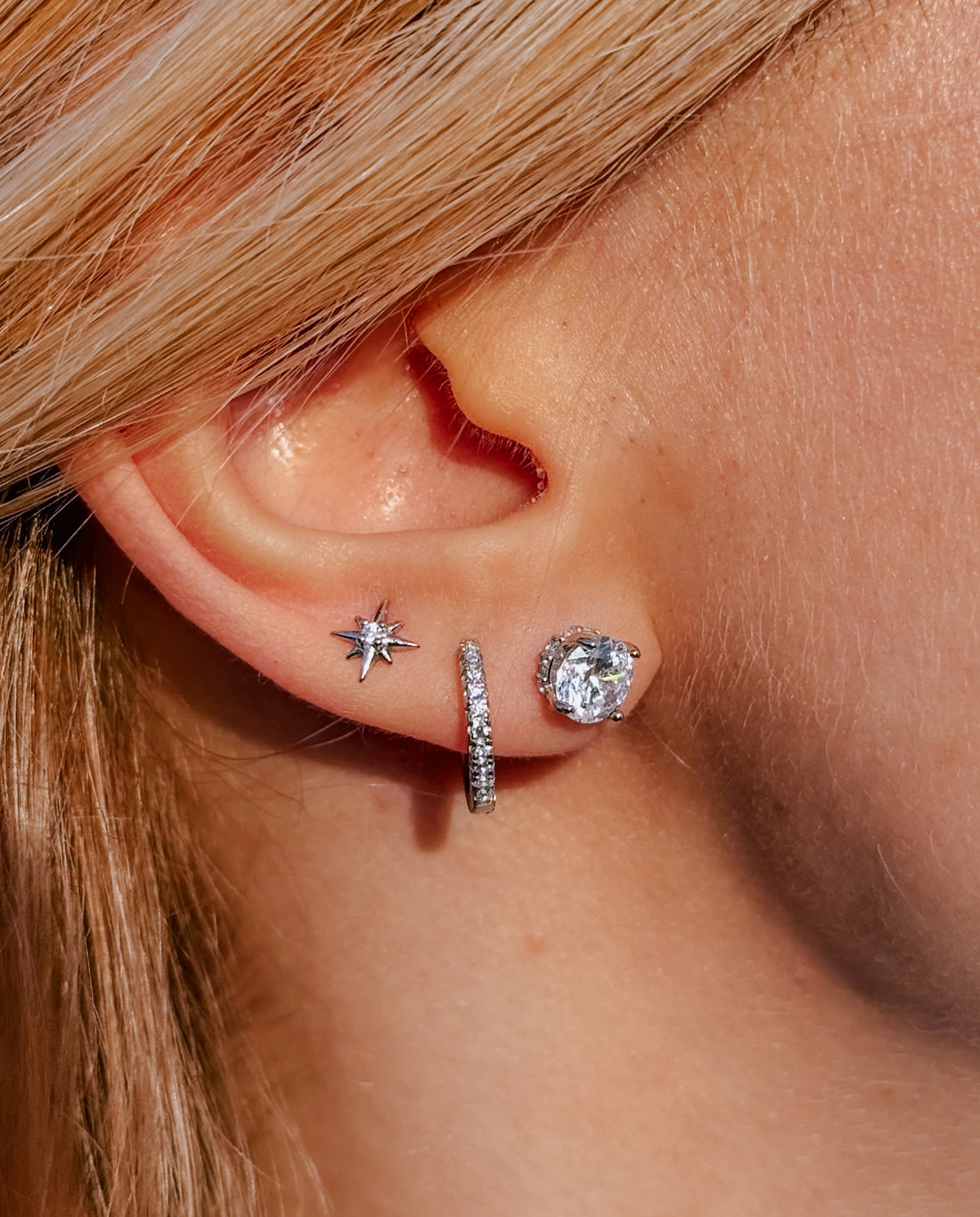 925 Sterling Silver Earring Set of 3