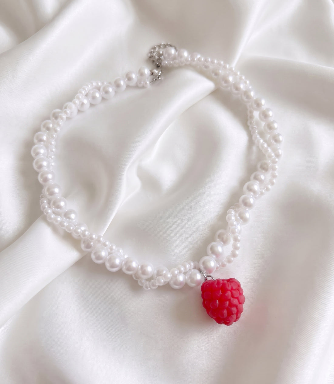 Realistic Raspberry Pearl Necklace