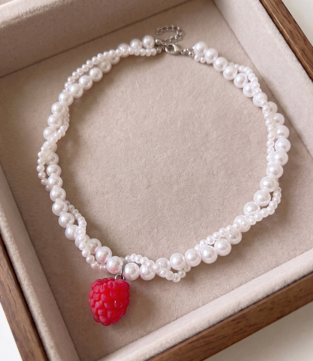 Realistic Raspberry Pearl Necklace