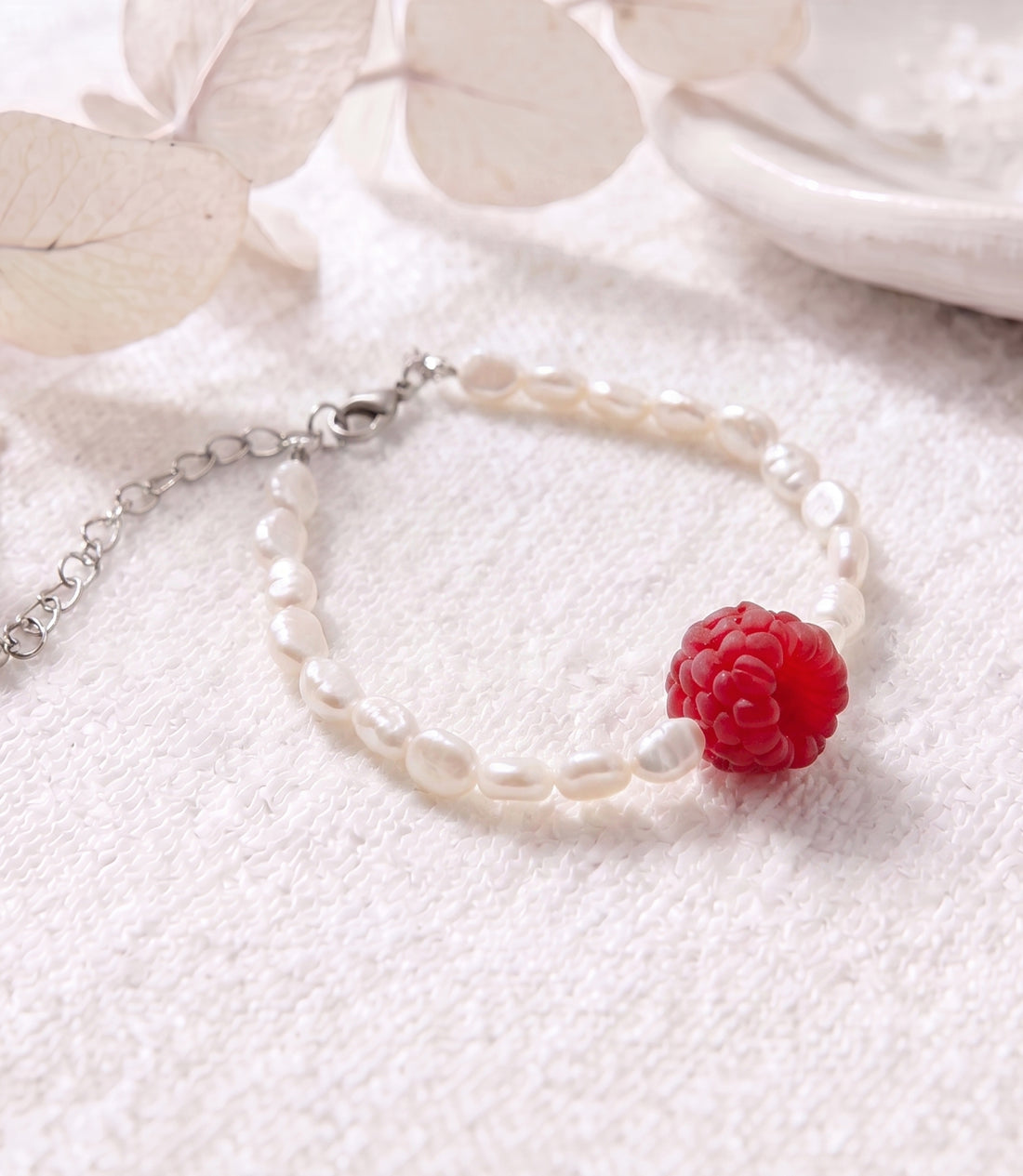 Handmade Raspberry Pearl Bracelet