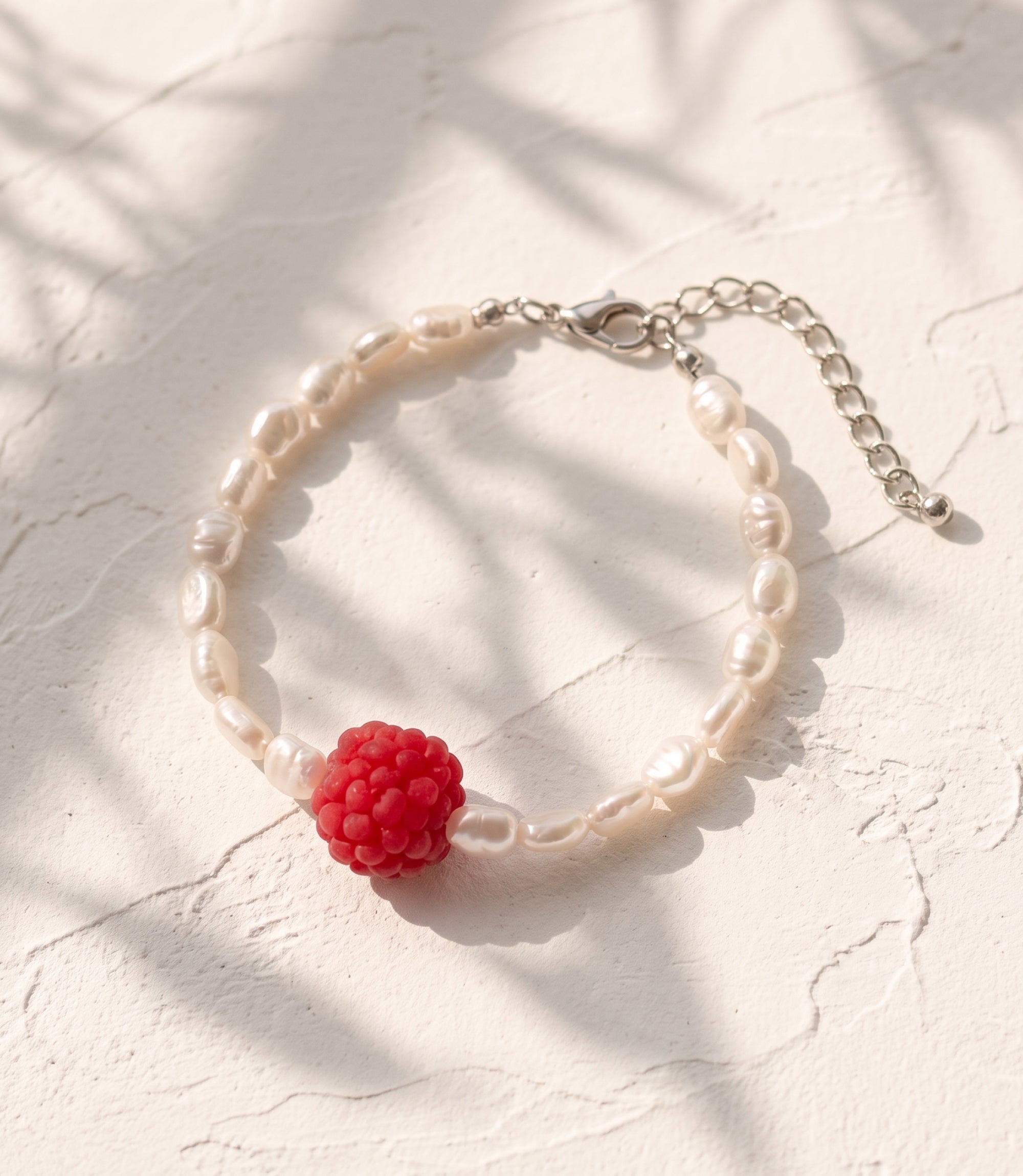 Handmade Raspberry Pearl Bracelet