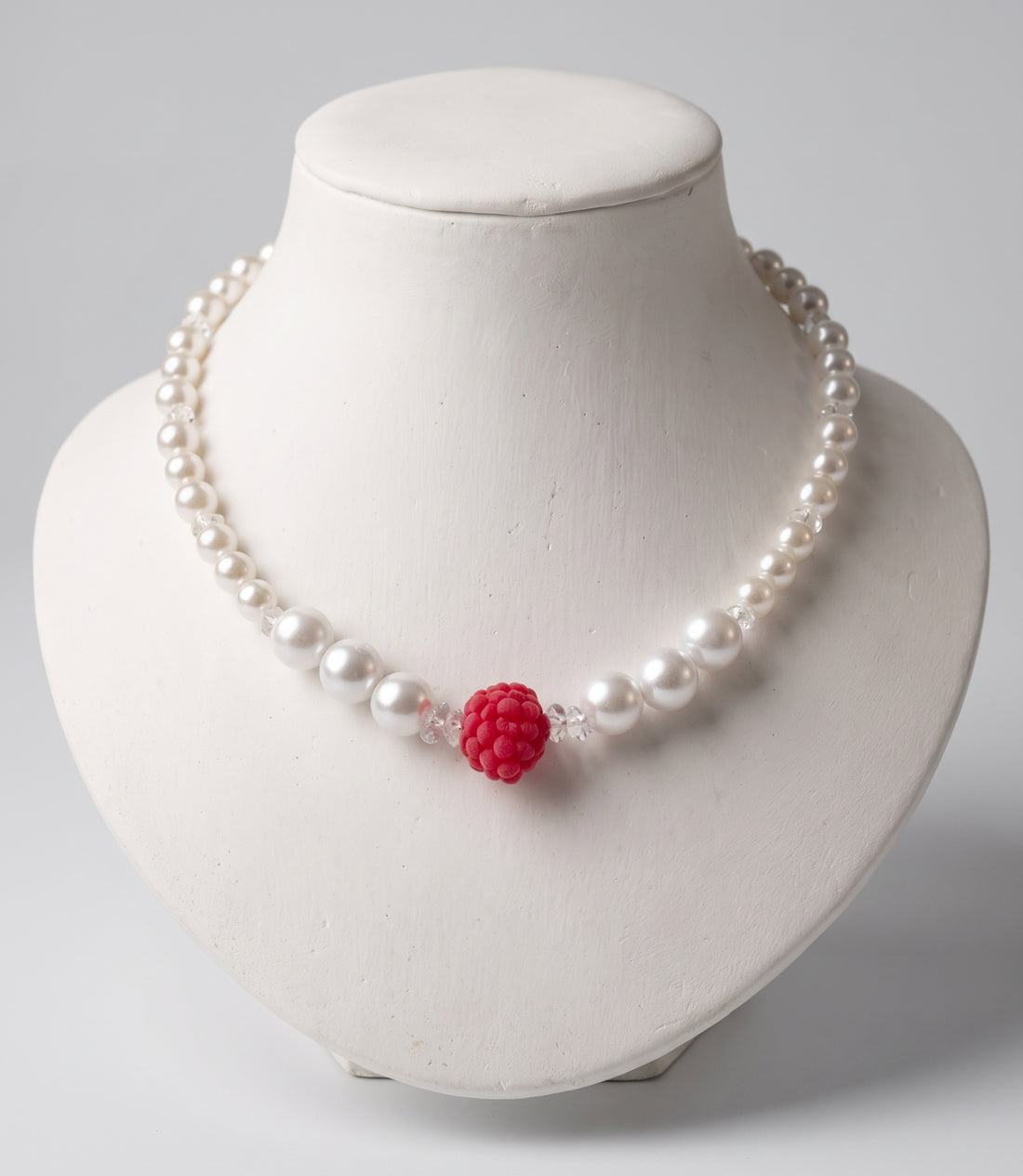 Handmade Raspberry Pearl Choker — alternate view 3