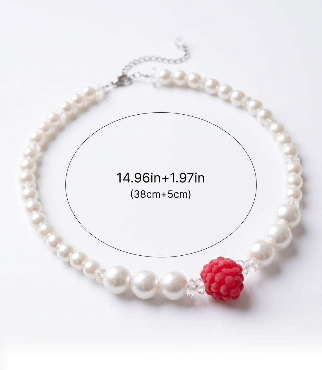 Handmade Raspberry Pearl Choker — alternate view 2