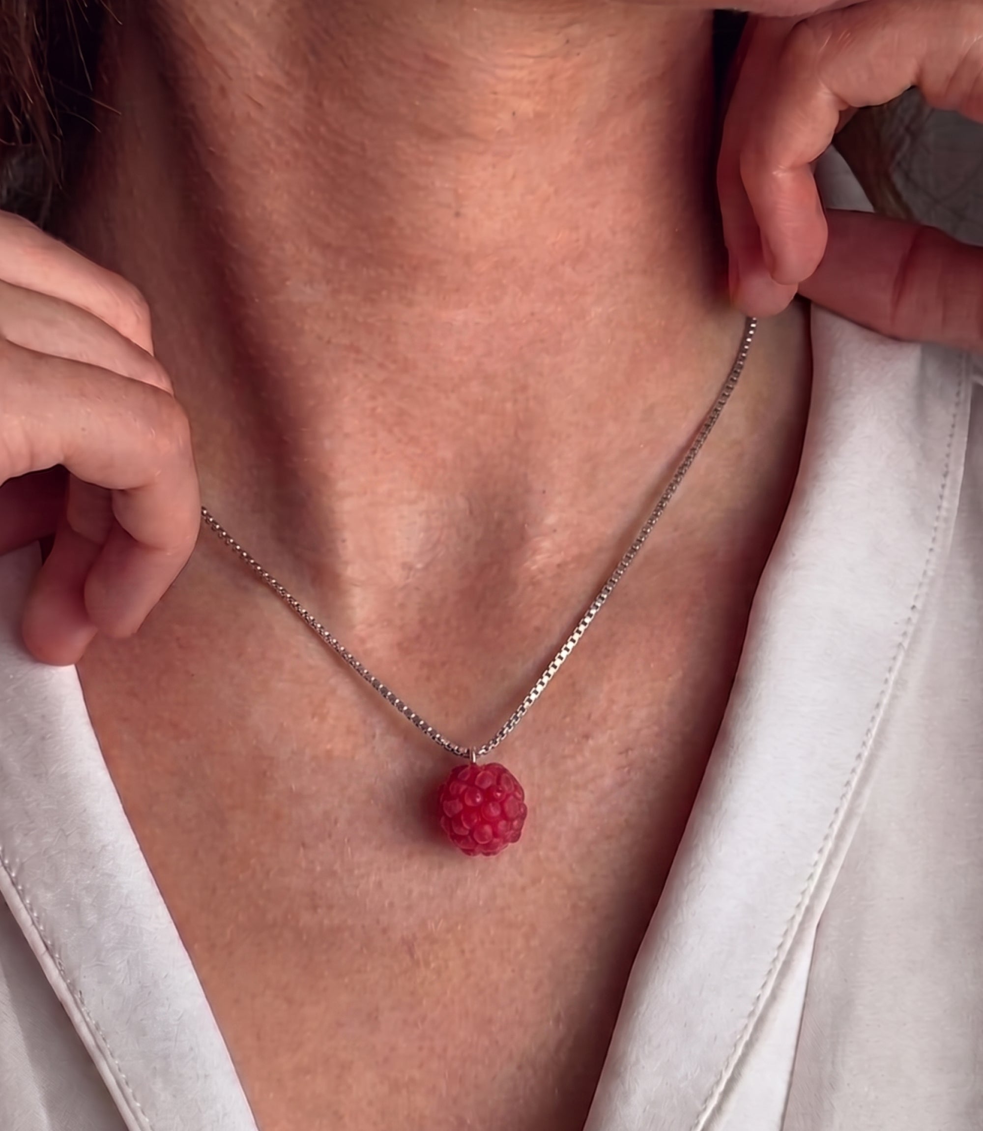 Handmade Raspberry Pendant Necklace