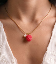 Raspberry Pendant Gold Necklace