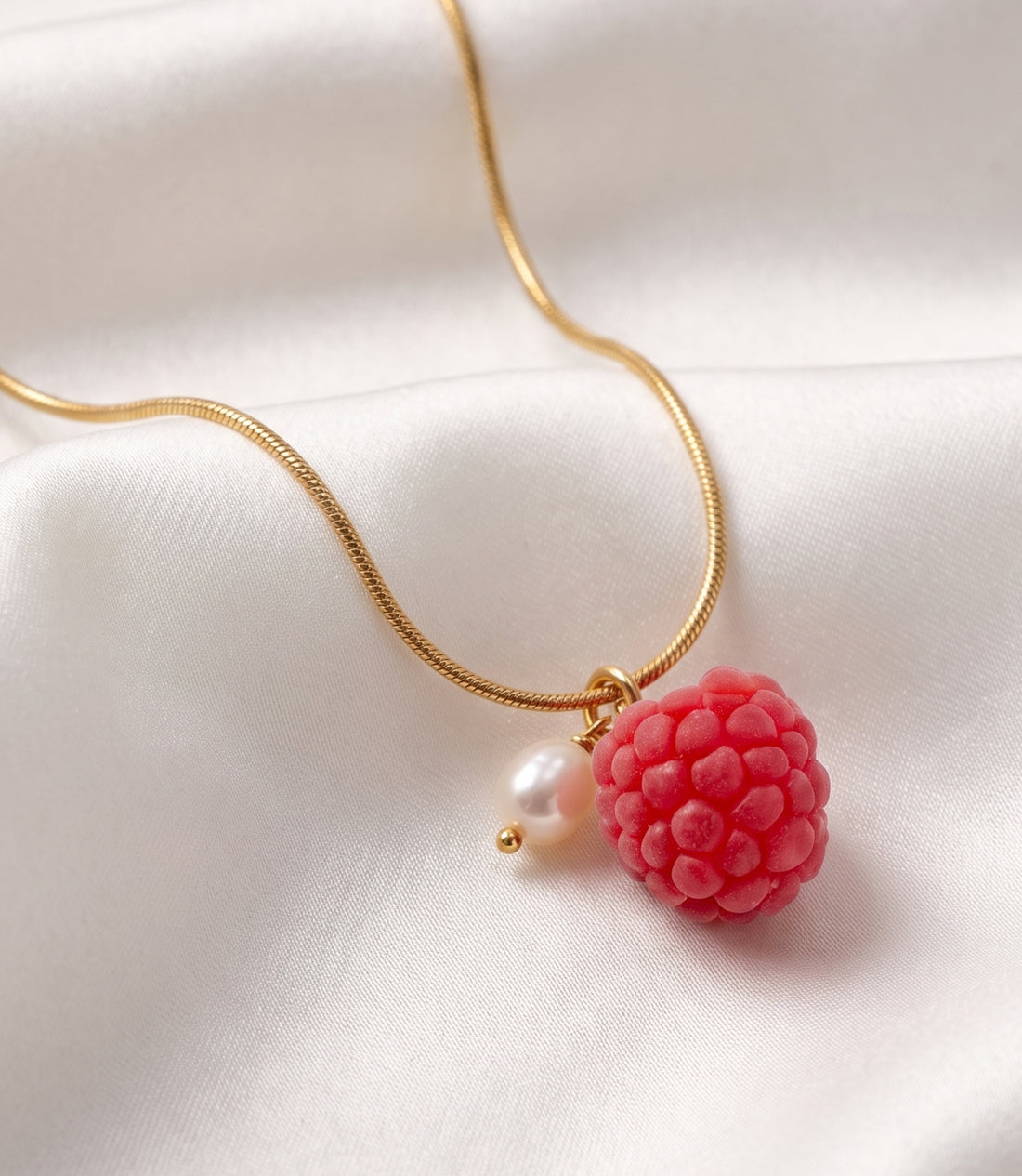 Raspberry Pendant Gold Necklace