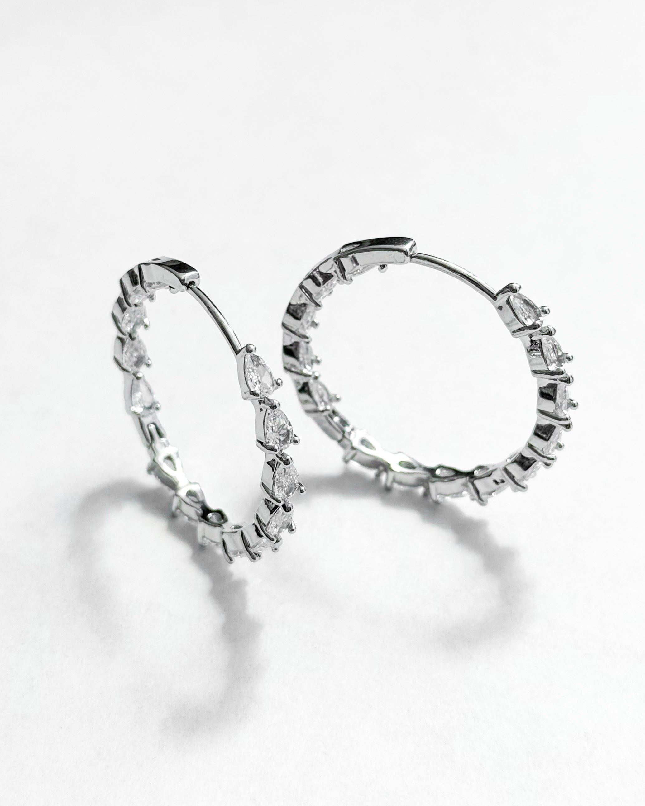 30mm Round Sparcle Crystals Hoop Earrings