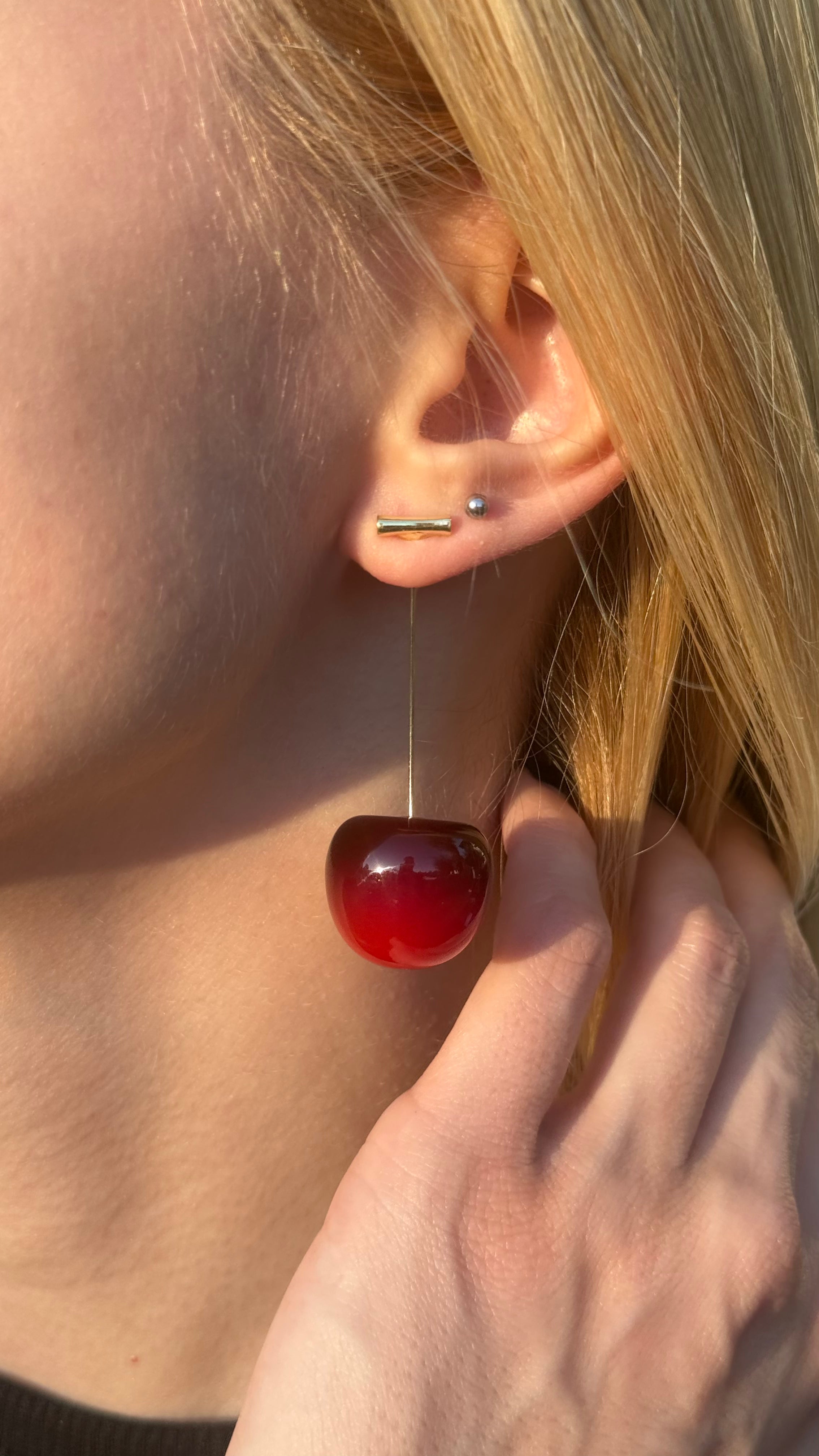 Red Cherry Resin Earrings