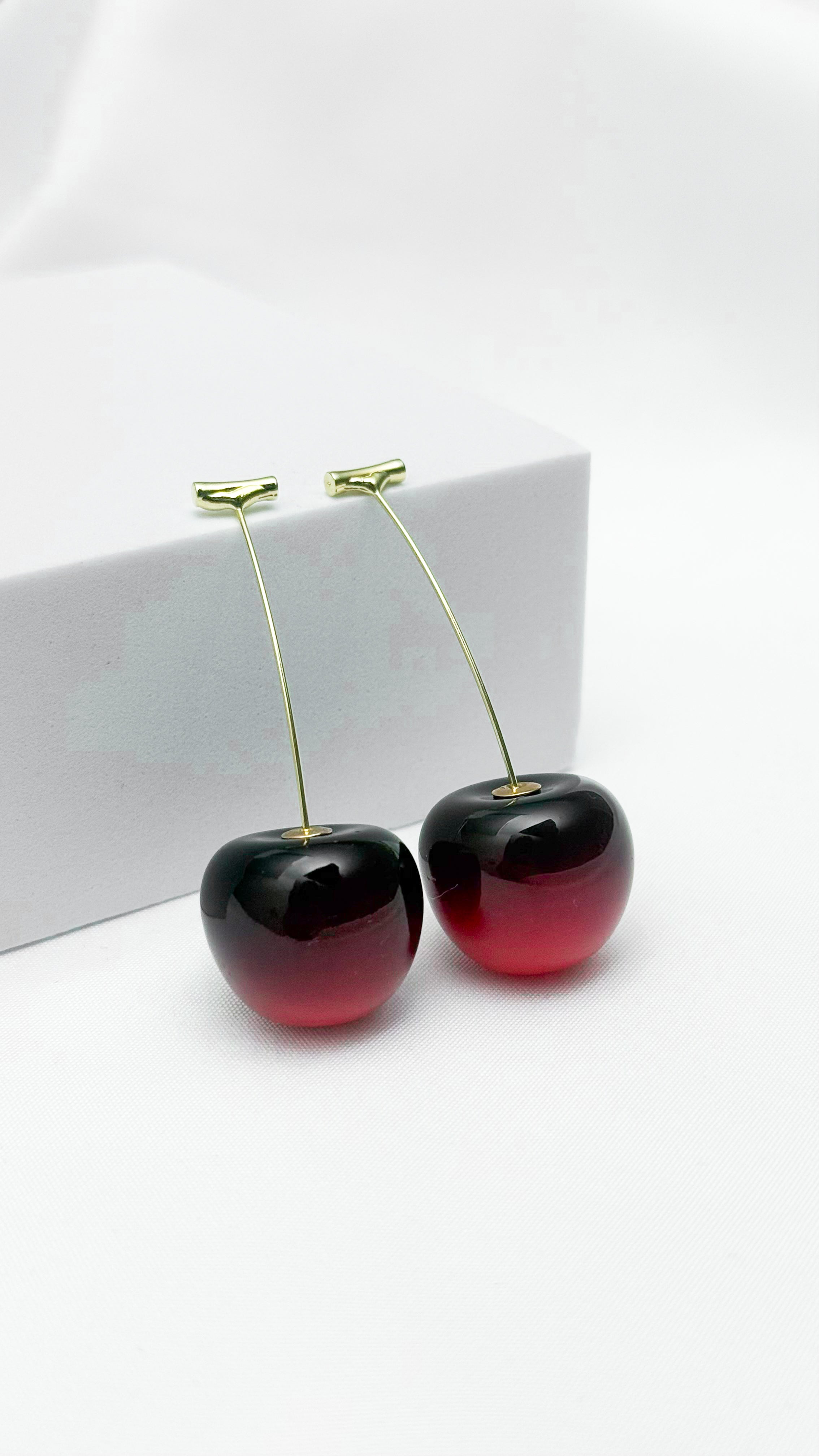 Red Cherry Resin Earrings
