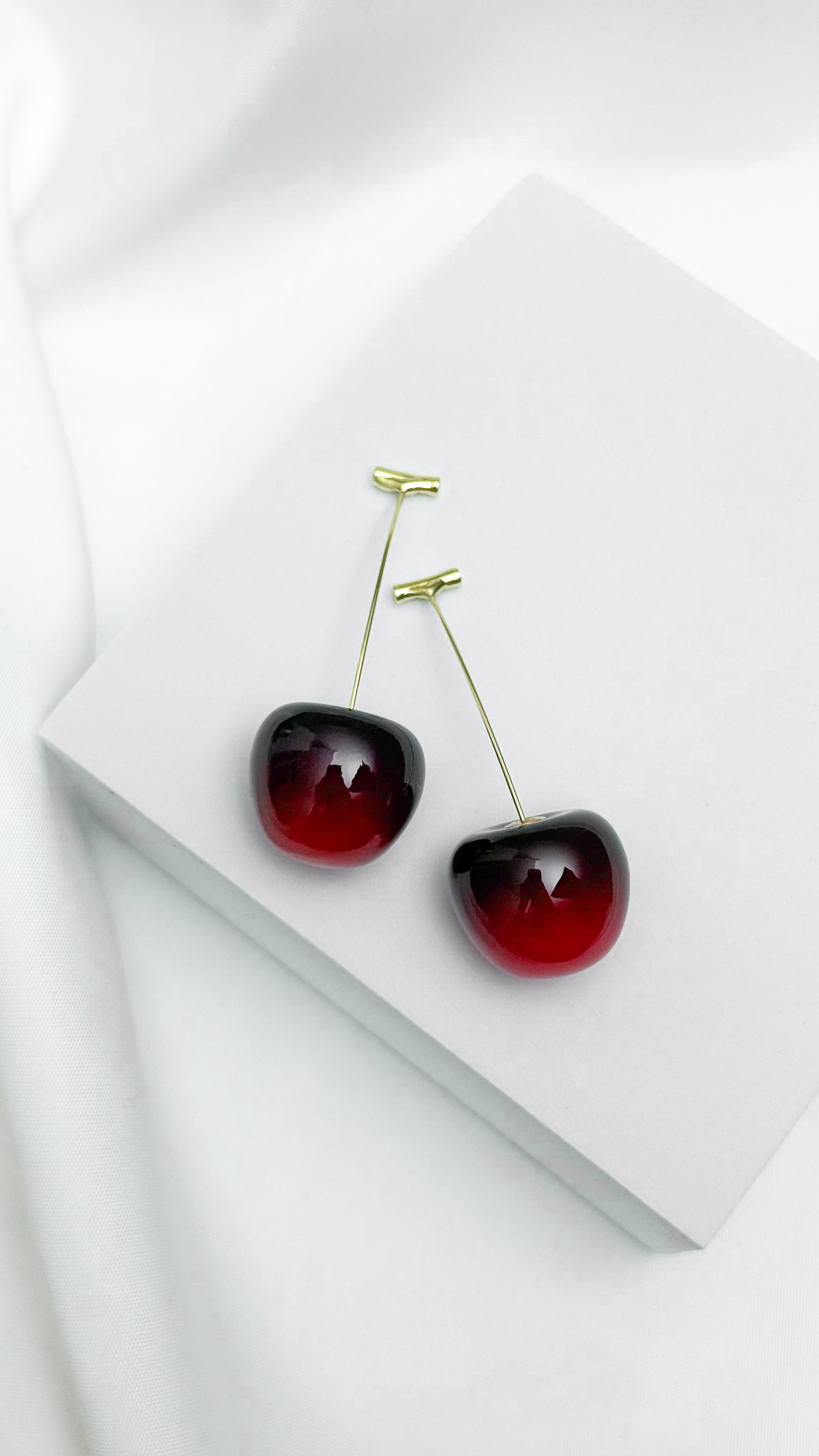 Red Cherry Resin Earrings