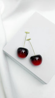 Red Cherry Resin Earrings
