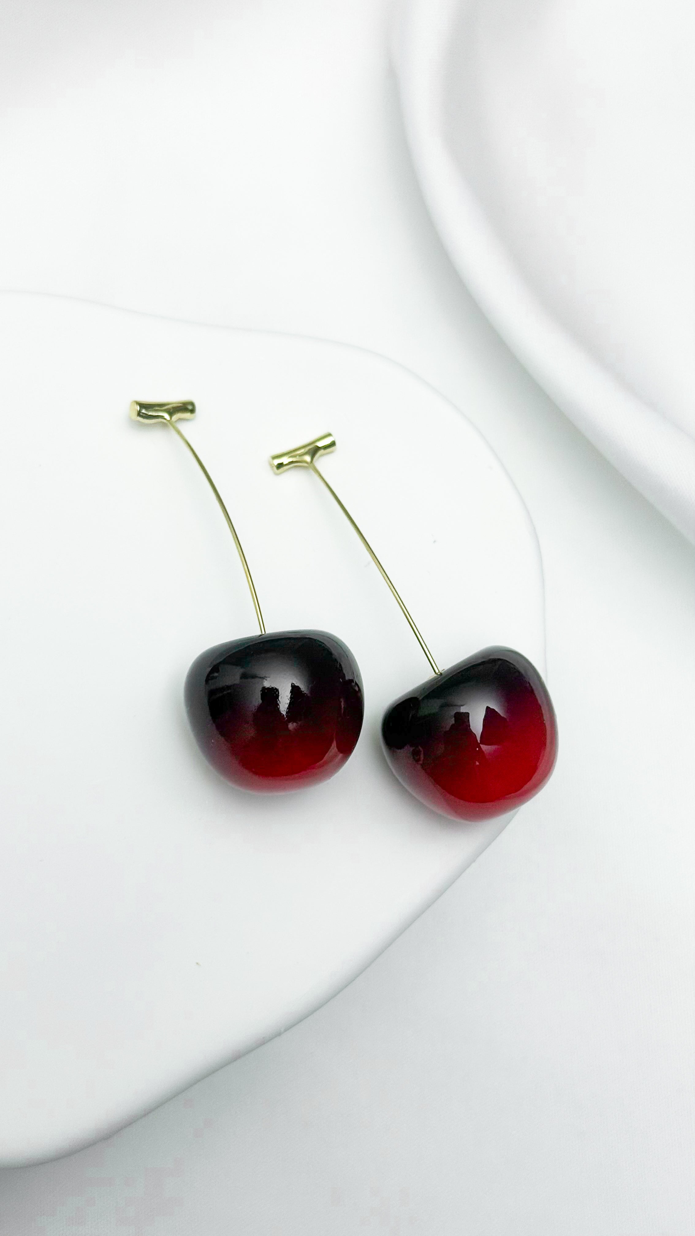 Red Cherry Resin Earrings