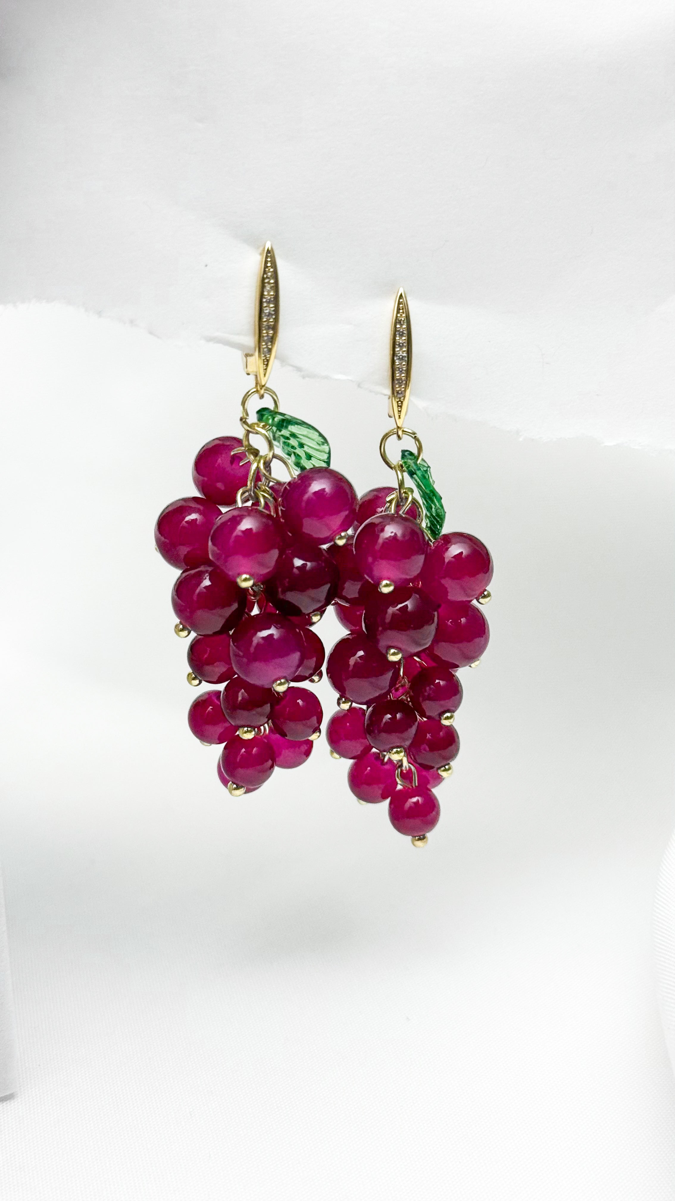 Grape Dangle Fruit Earrings