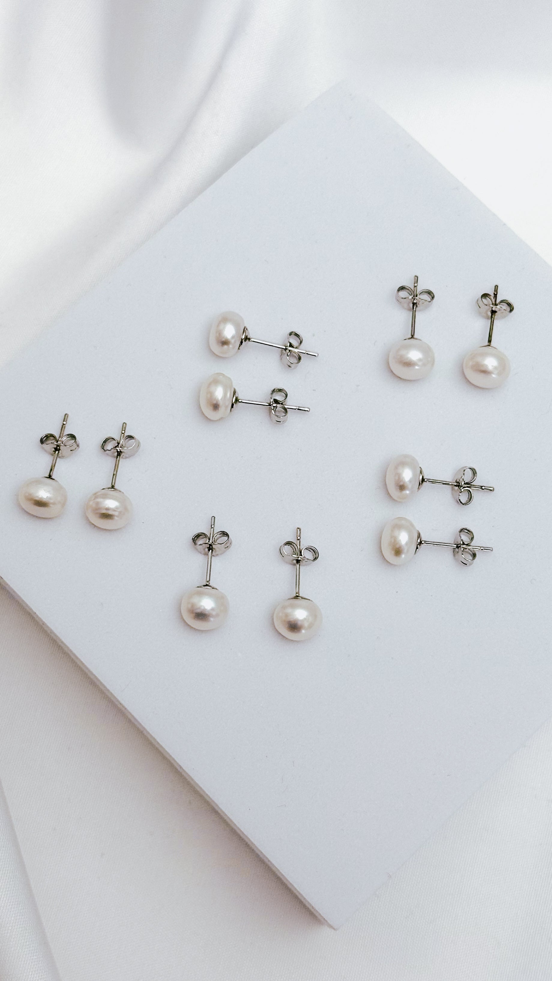 6mm 9mm Freshwater Pearl Stud Earrings 925 Sterling Silver