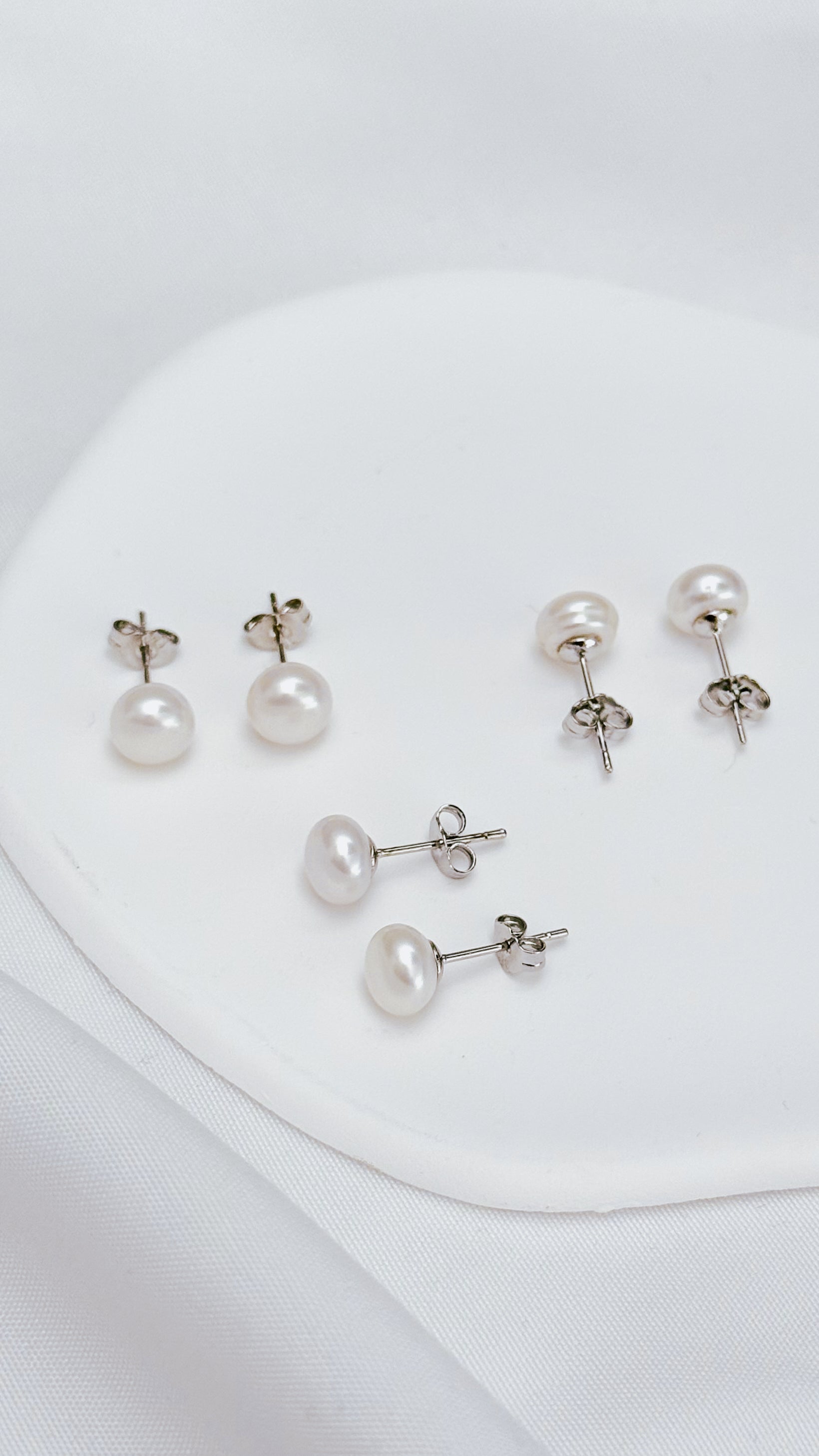 6mm 9mm Freshwater Pearl Stud Earrings 925 Sterling Silver