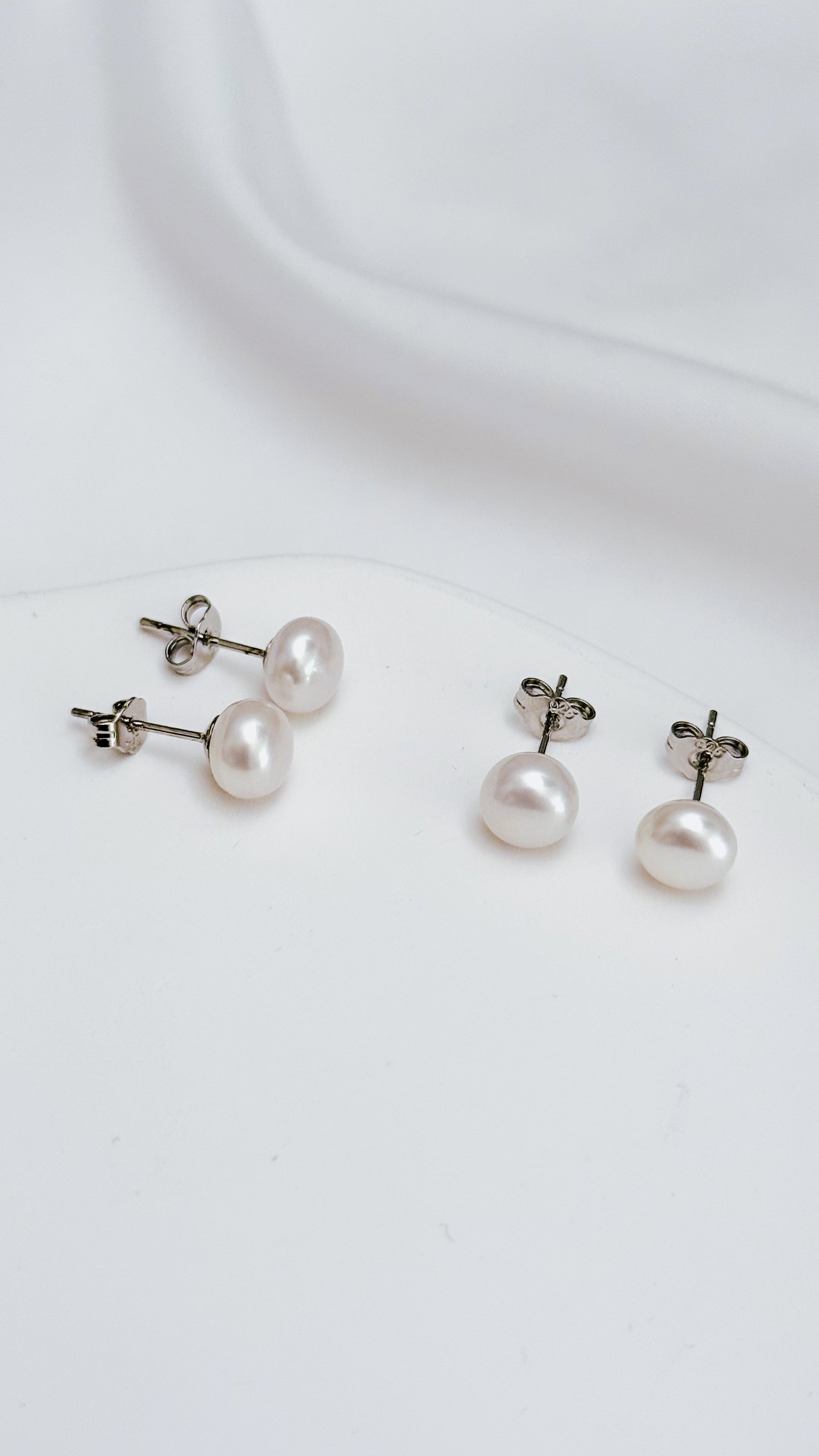 6mm 9mm Freshwater Pearl Stud Earrings 925 Sterling Silver