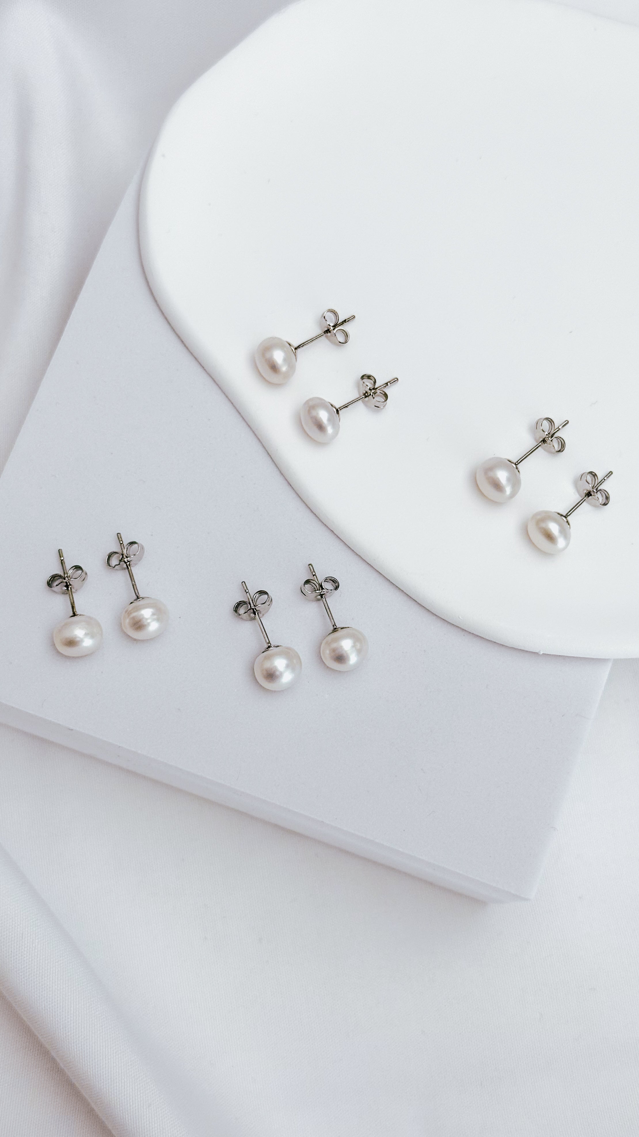 6mm 9mm Freshwater Pearl Stud Earrings 925 Sterling Silver