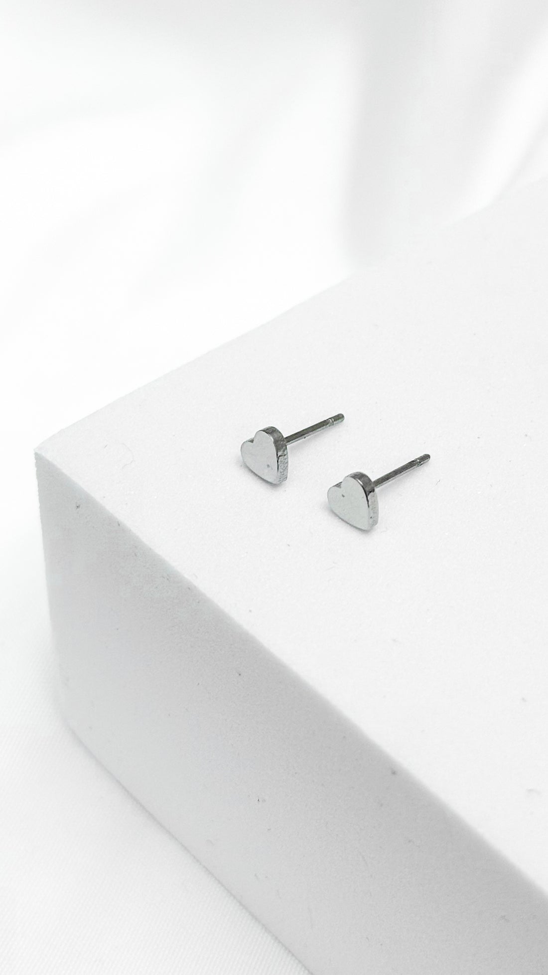 Minimal Silver Heart Stud Earrings