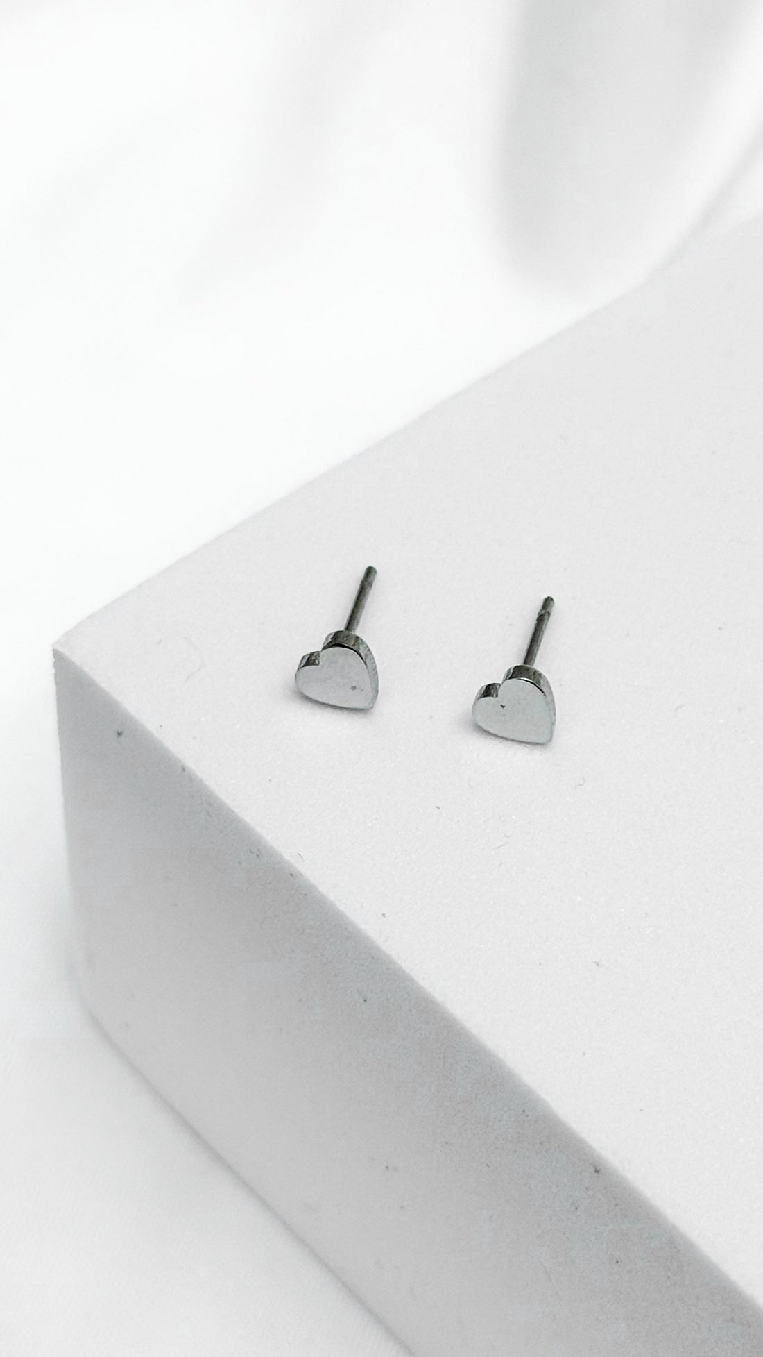 Minimal Silver Heart Stud Earrings