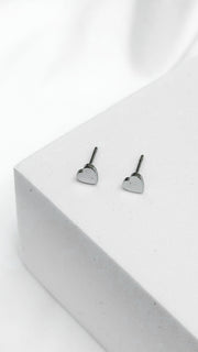 Minimal Silver Heart Stud Earrings