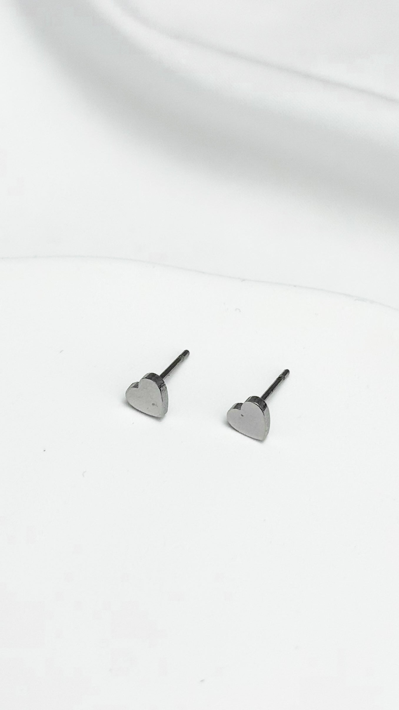 Minimal Silver Heart Stud Earrings