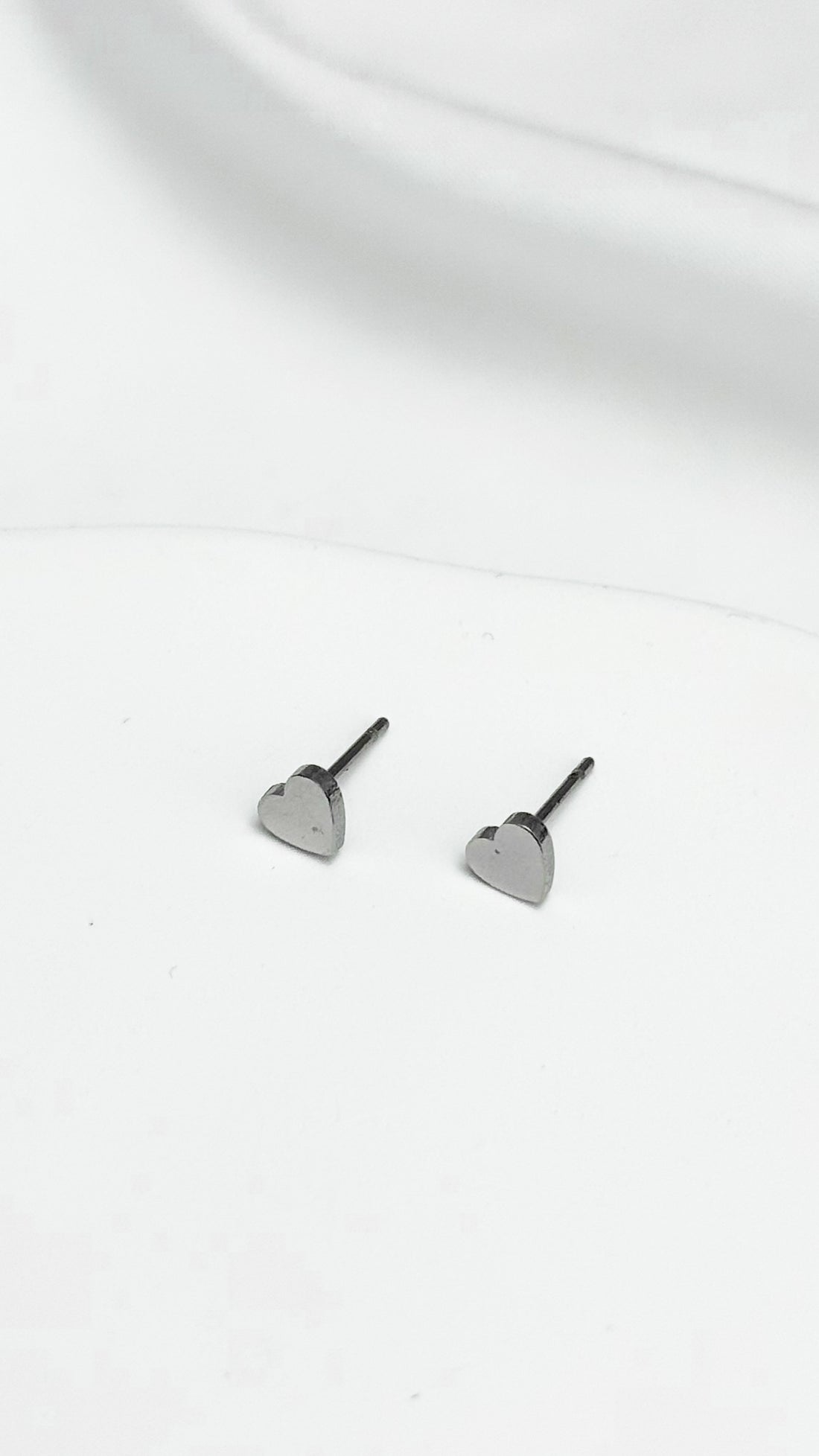 Minimal Silver Heart Stud Earrings