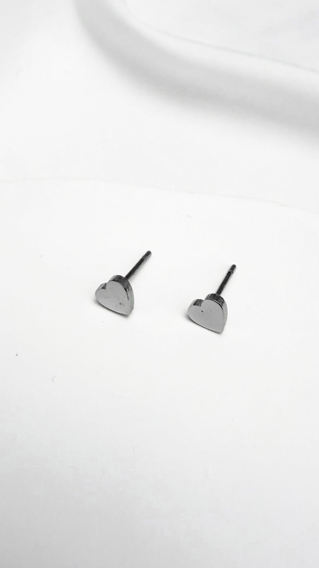Minimal Silver Heart Stud Earrings