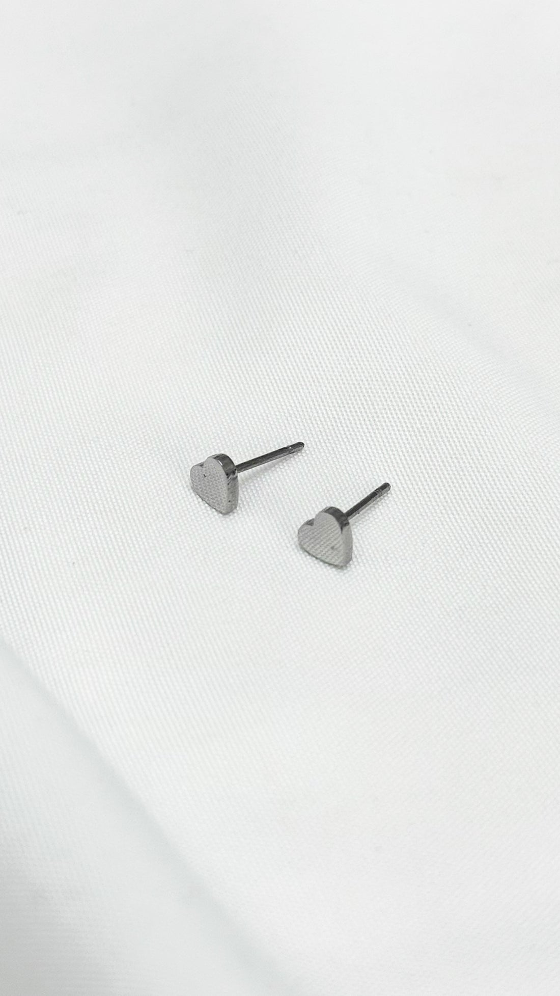 Minimal Silver Heart Stud Earrings