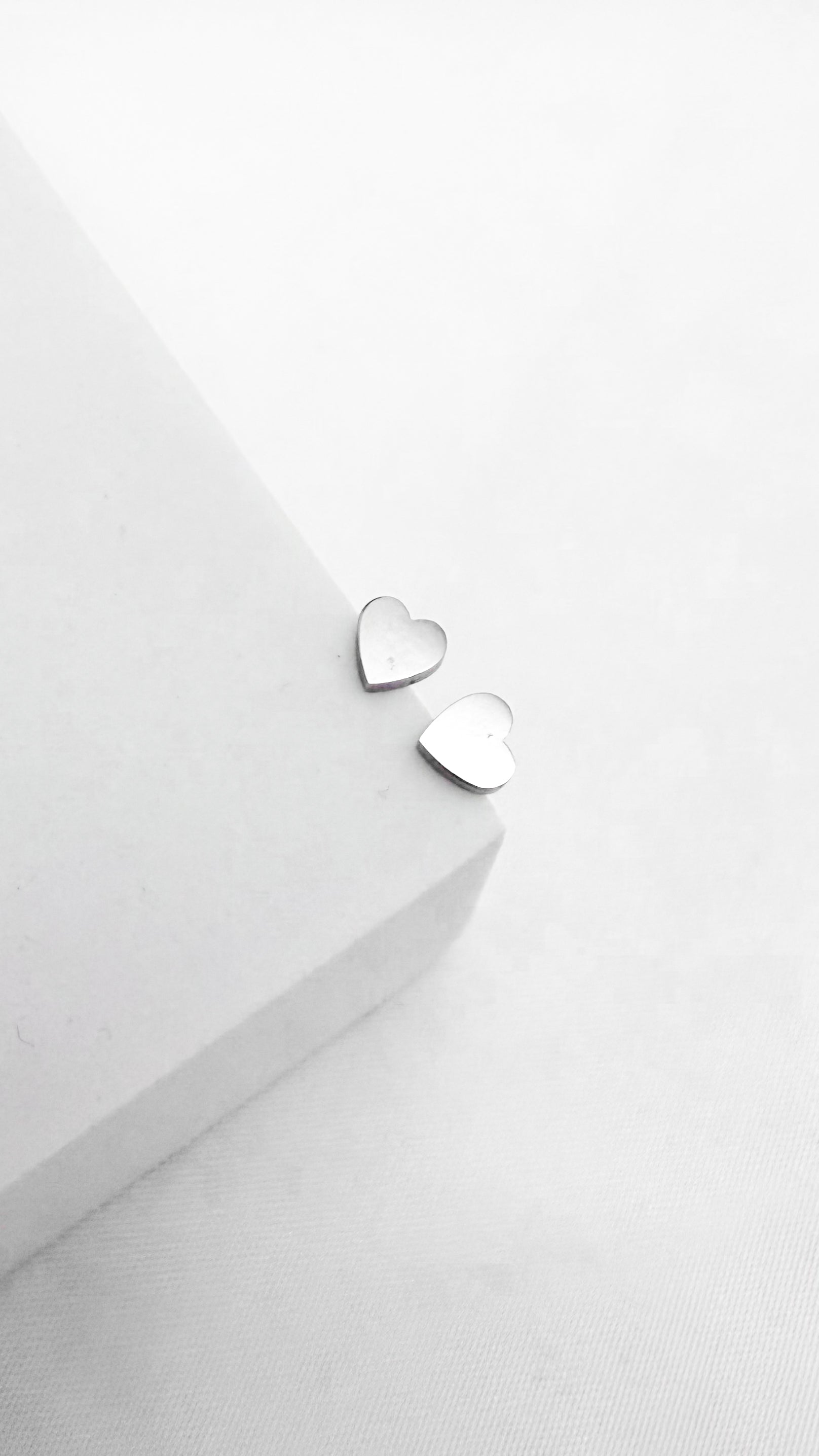 Minimal Silver Heart Stud Earrings