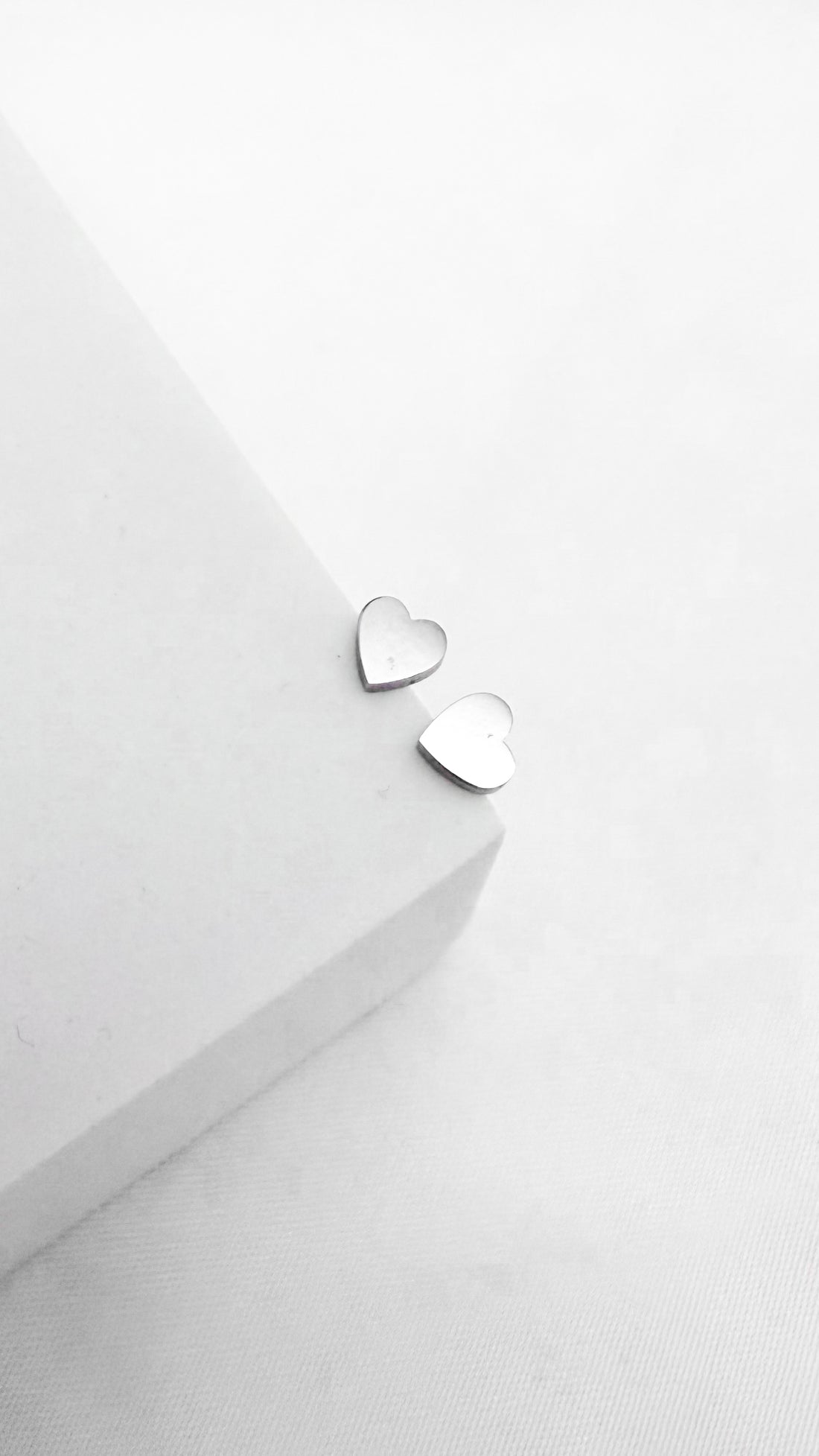 Minimal Silver Heart Stud Earrings