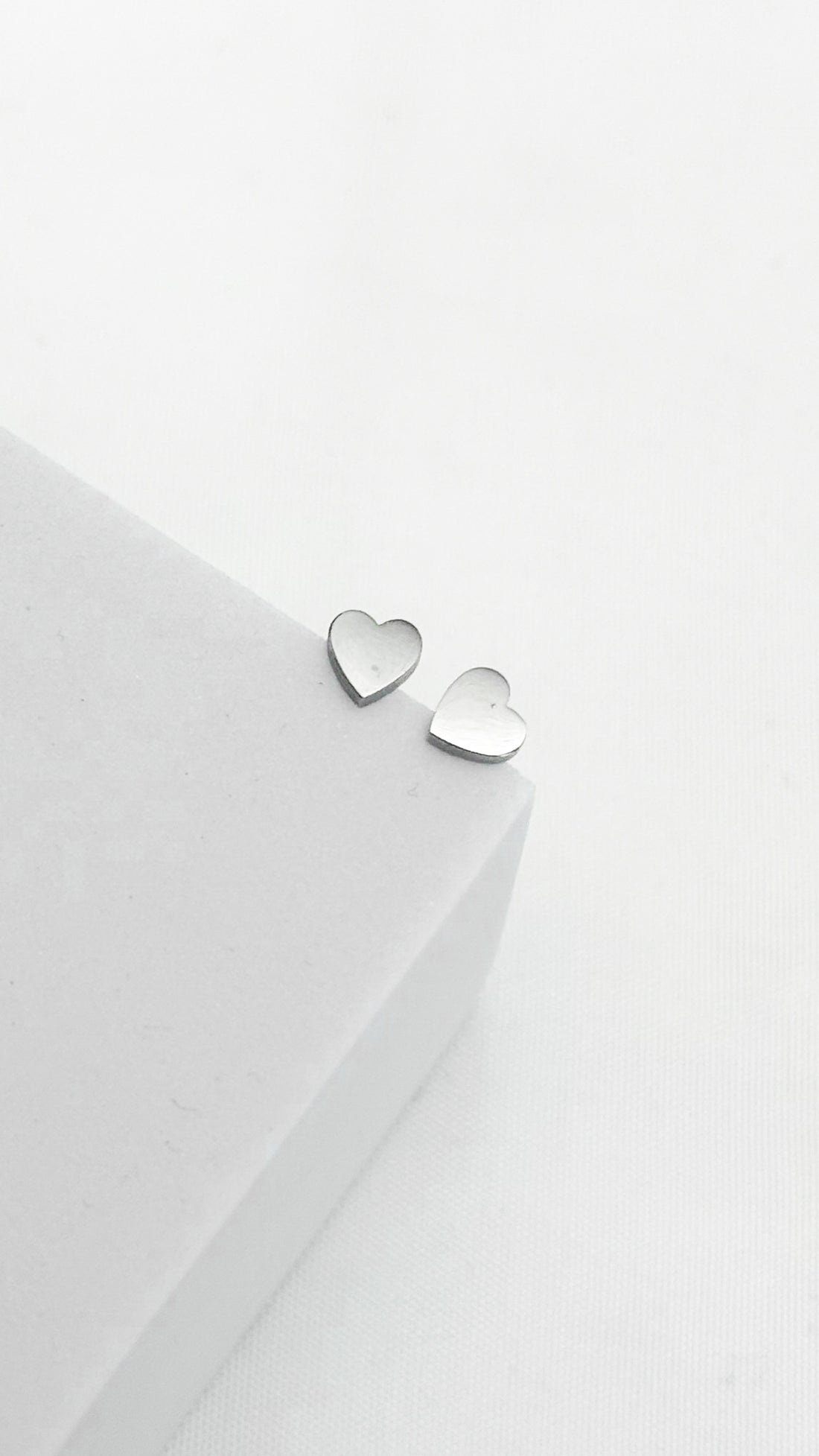 Minimal Silver Heart Stud Earrings