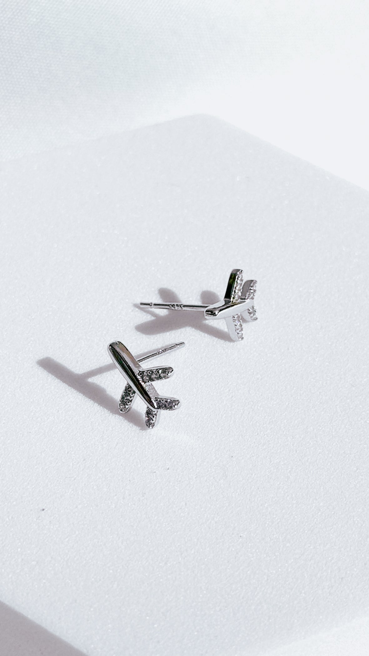 925 Sterling Silver Airplane Stud Earrings
