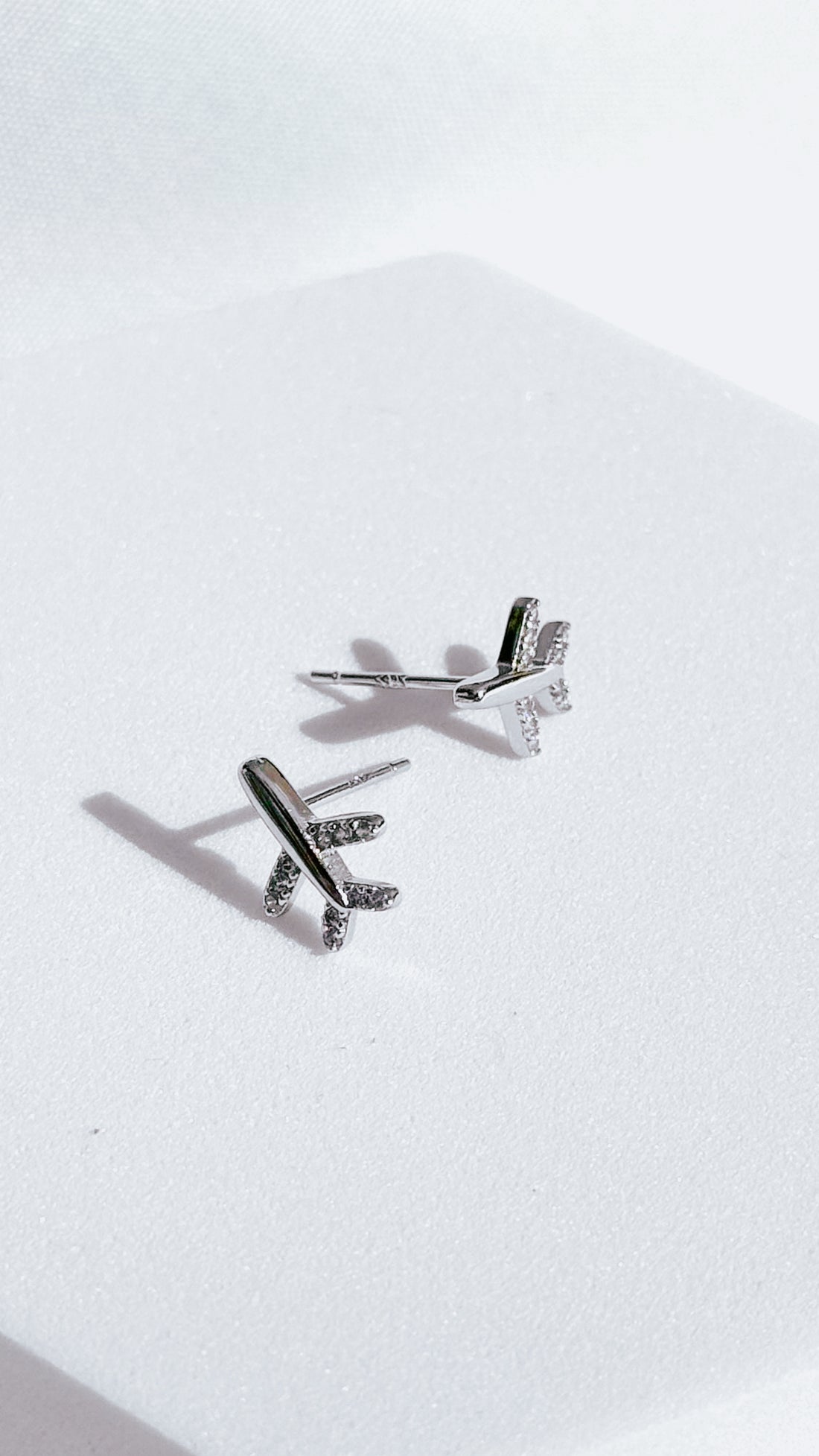 925 Sterling Silver Airplane Stud Earrings