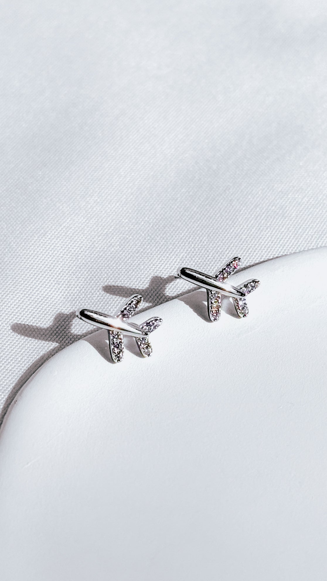 925 Sterling Silver Airplane Stud Earrings