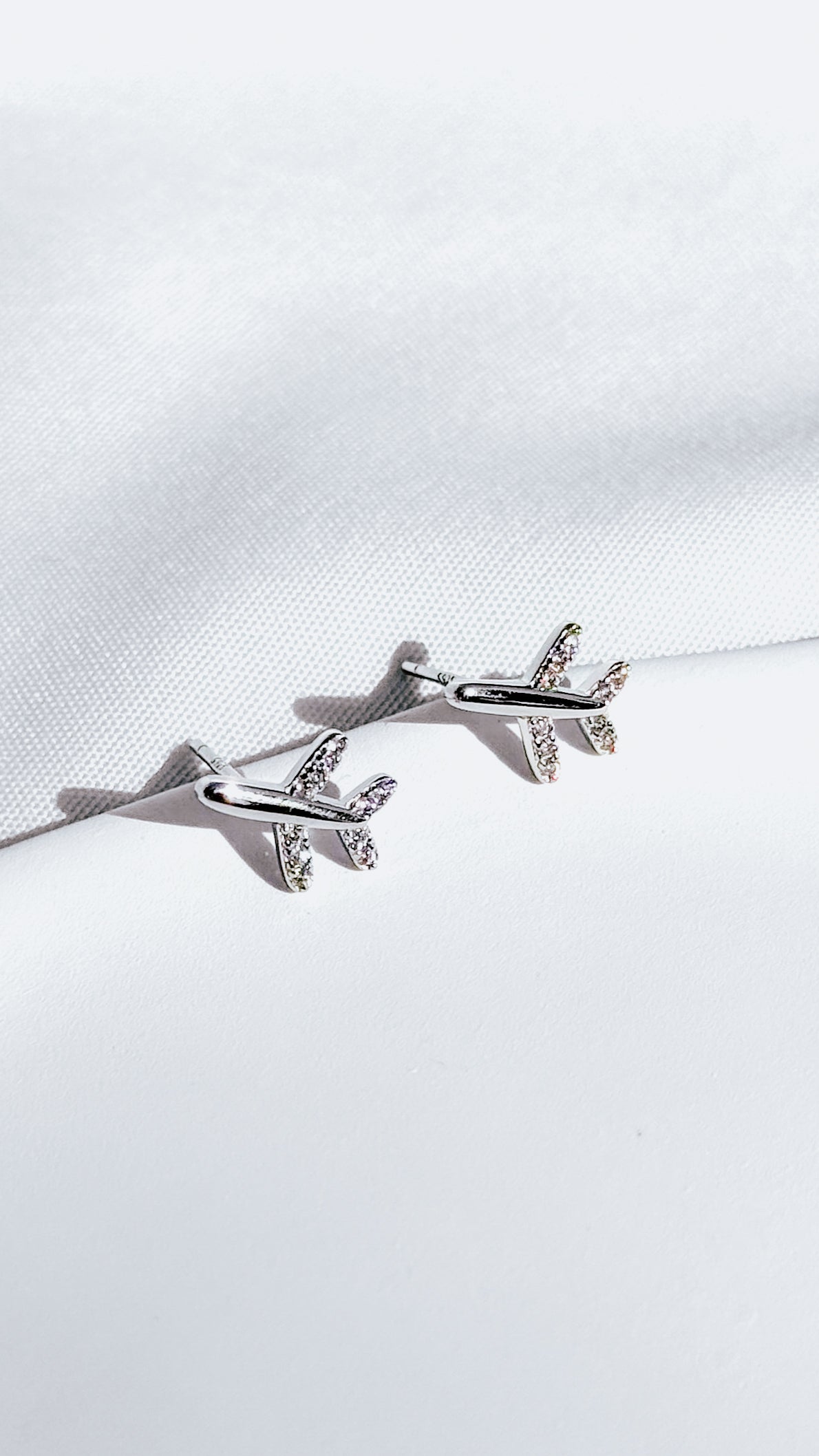 925 Sterling Silver Airplane Stud Earrings