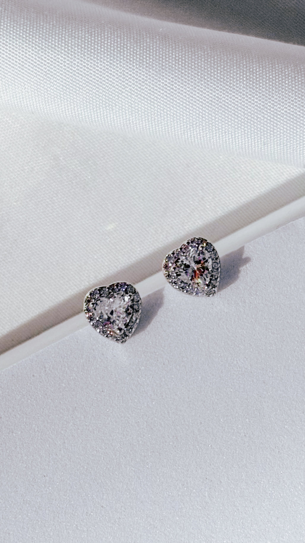 Sterling Silver Heart Halo Stud Earrings