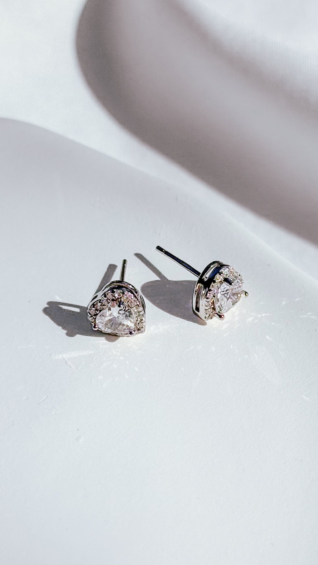 Sterling Silver Heart Halo Stud Earrings