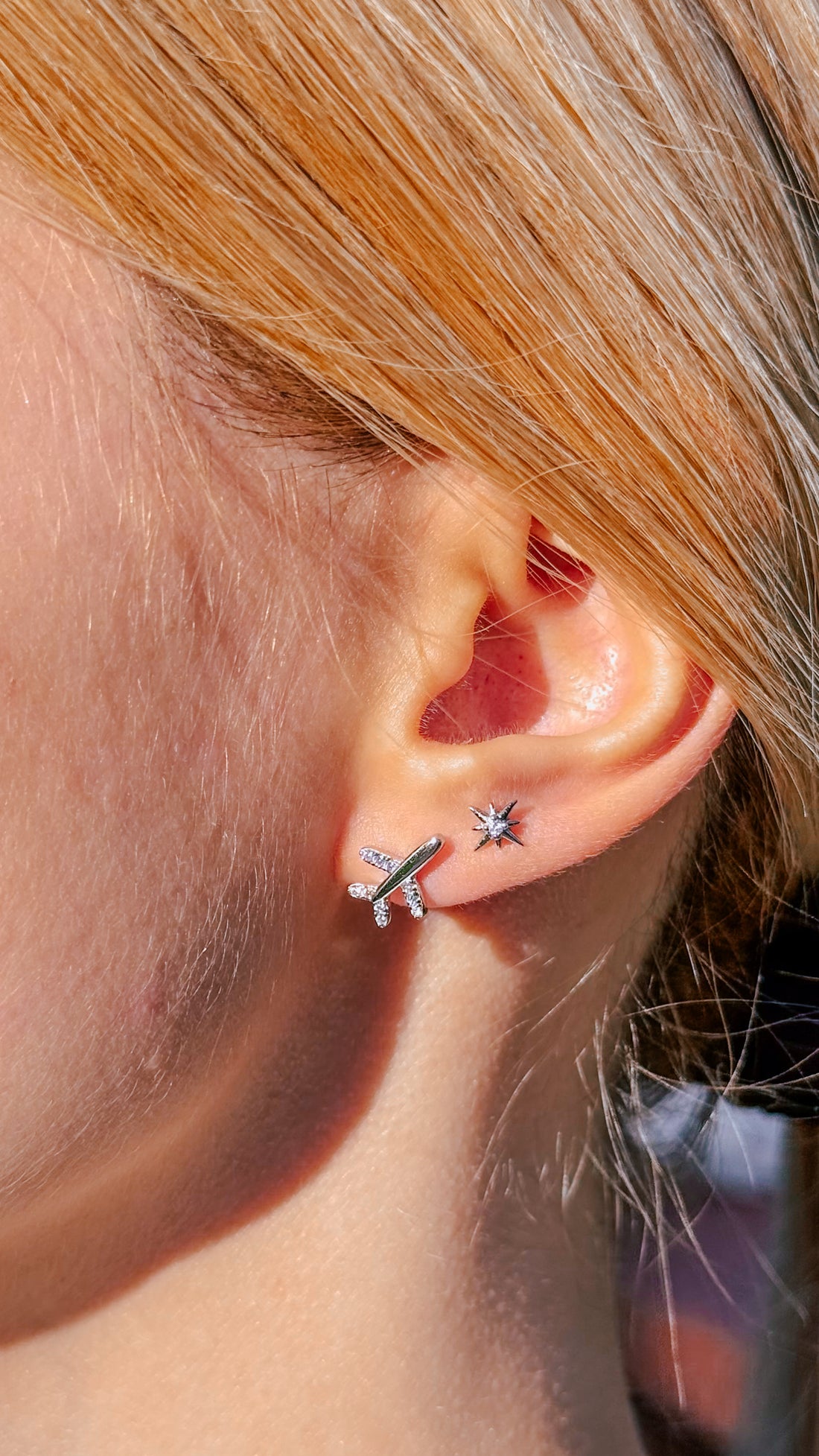 925 Sterling Silver Airplane Stud Earrings