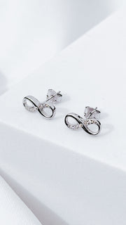 Infinity Stud Earrings 925 Sterling Silver