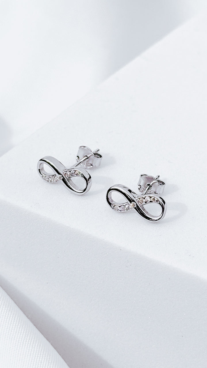 Infinity Stud Earrings 925 Sterling Silver