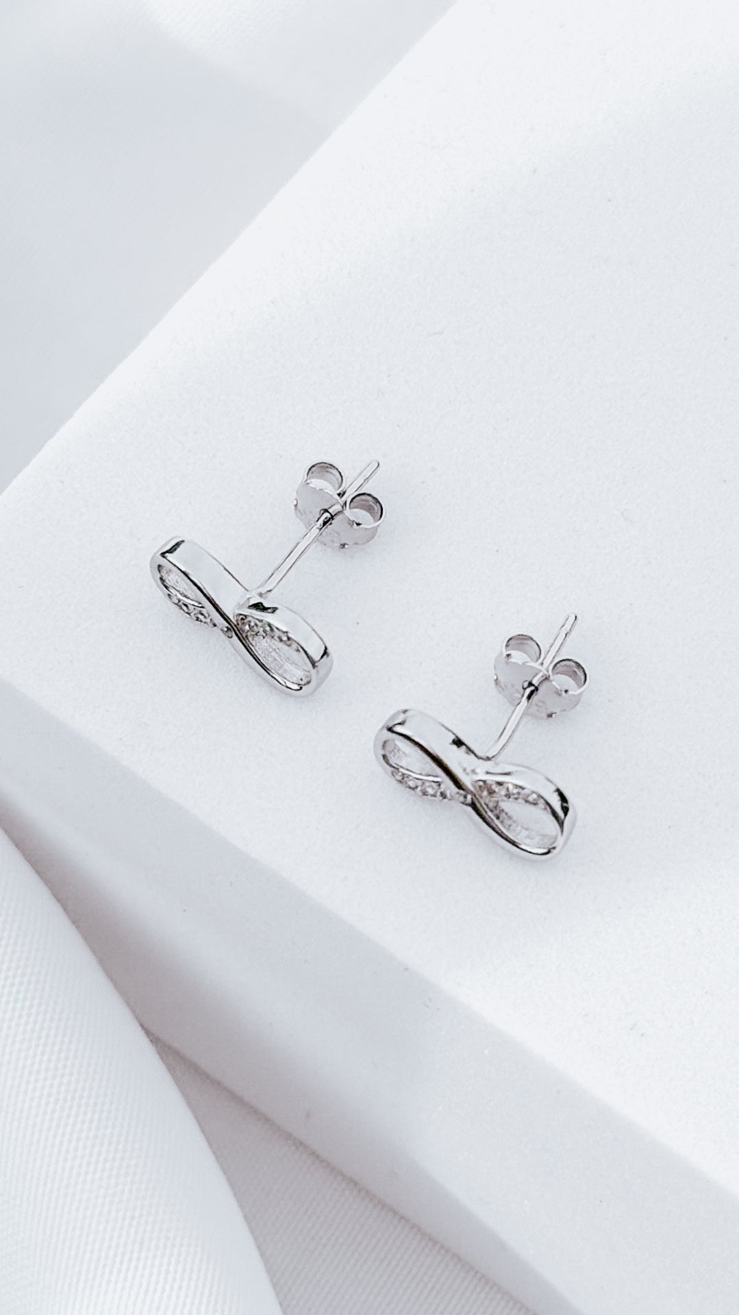 Infinity Stud Earrings 925 Sterling Silver