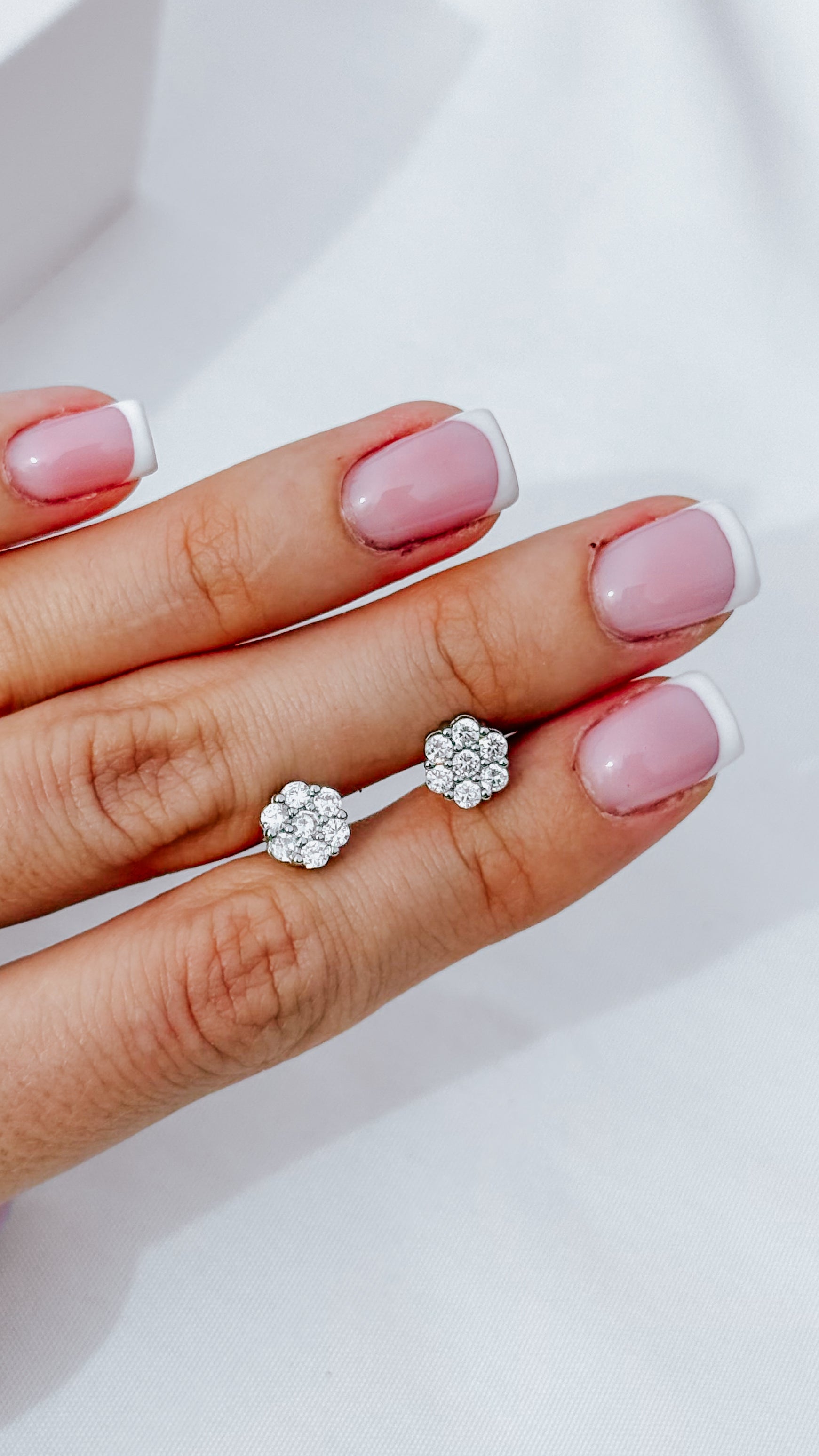 Cubic Zirconia Cluster Stud Earrings