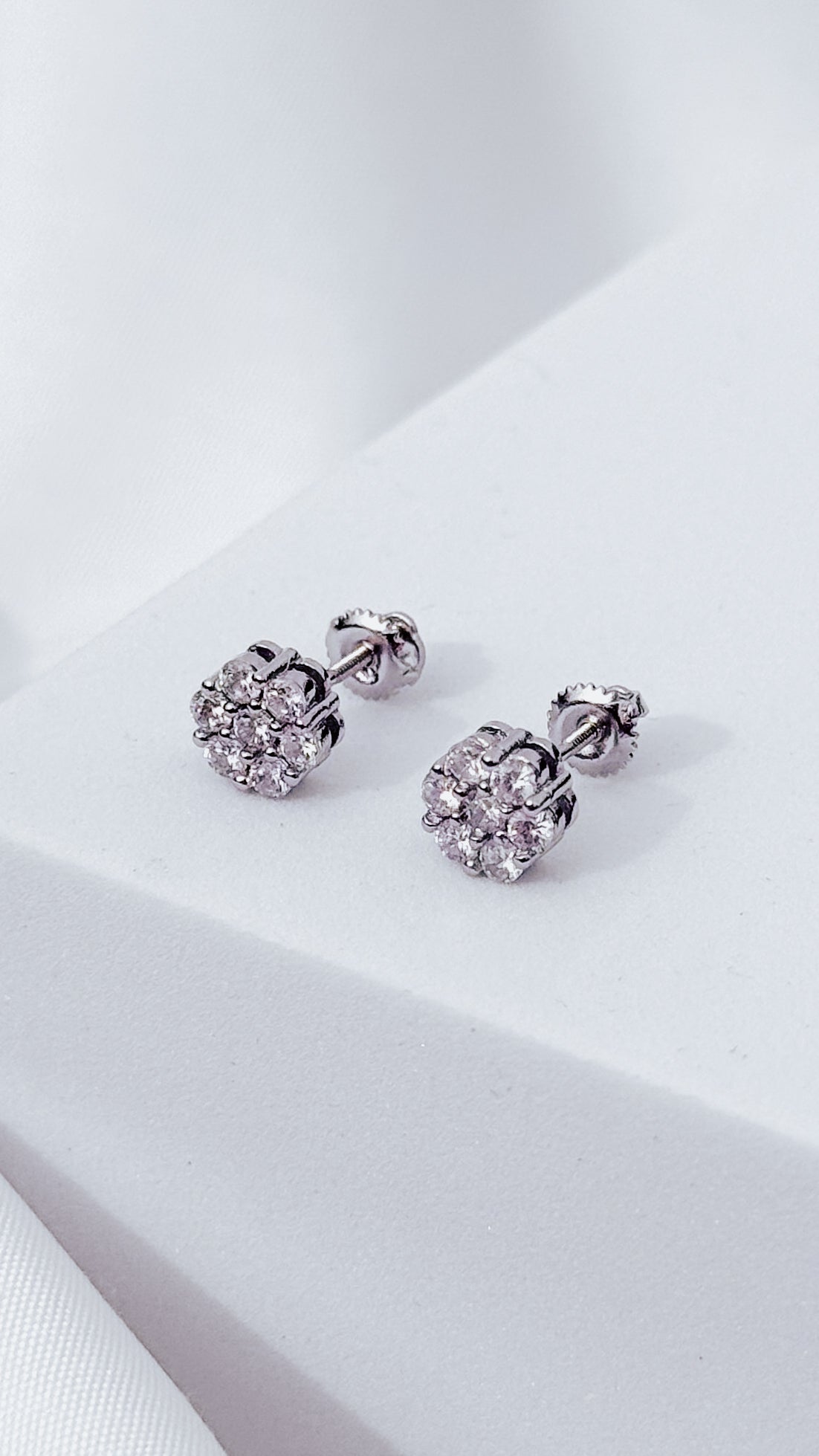 Cubic Zirconia Cluster Stud Earrings