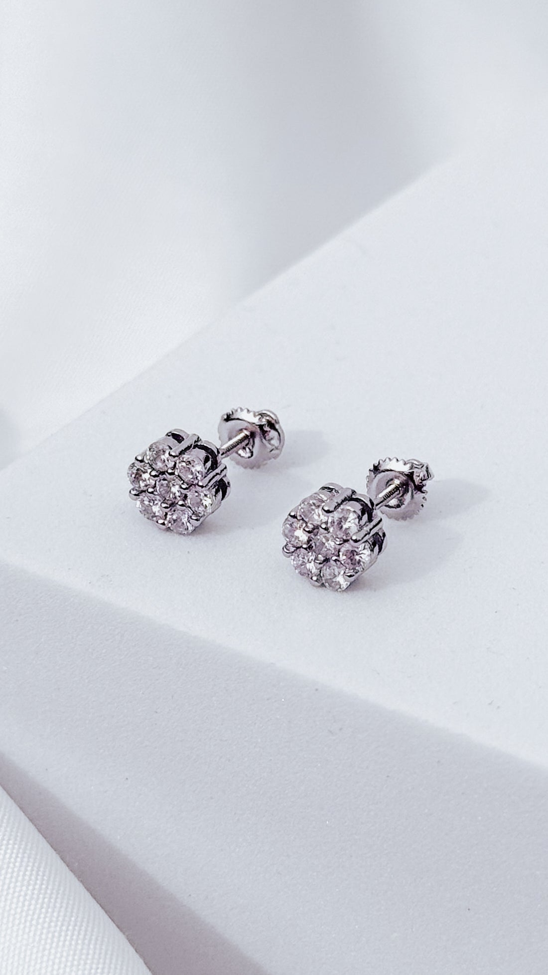 Cubic Zirconia Cluster Stud Earrings