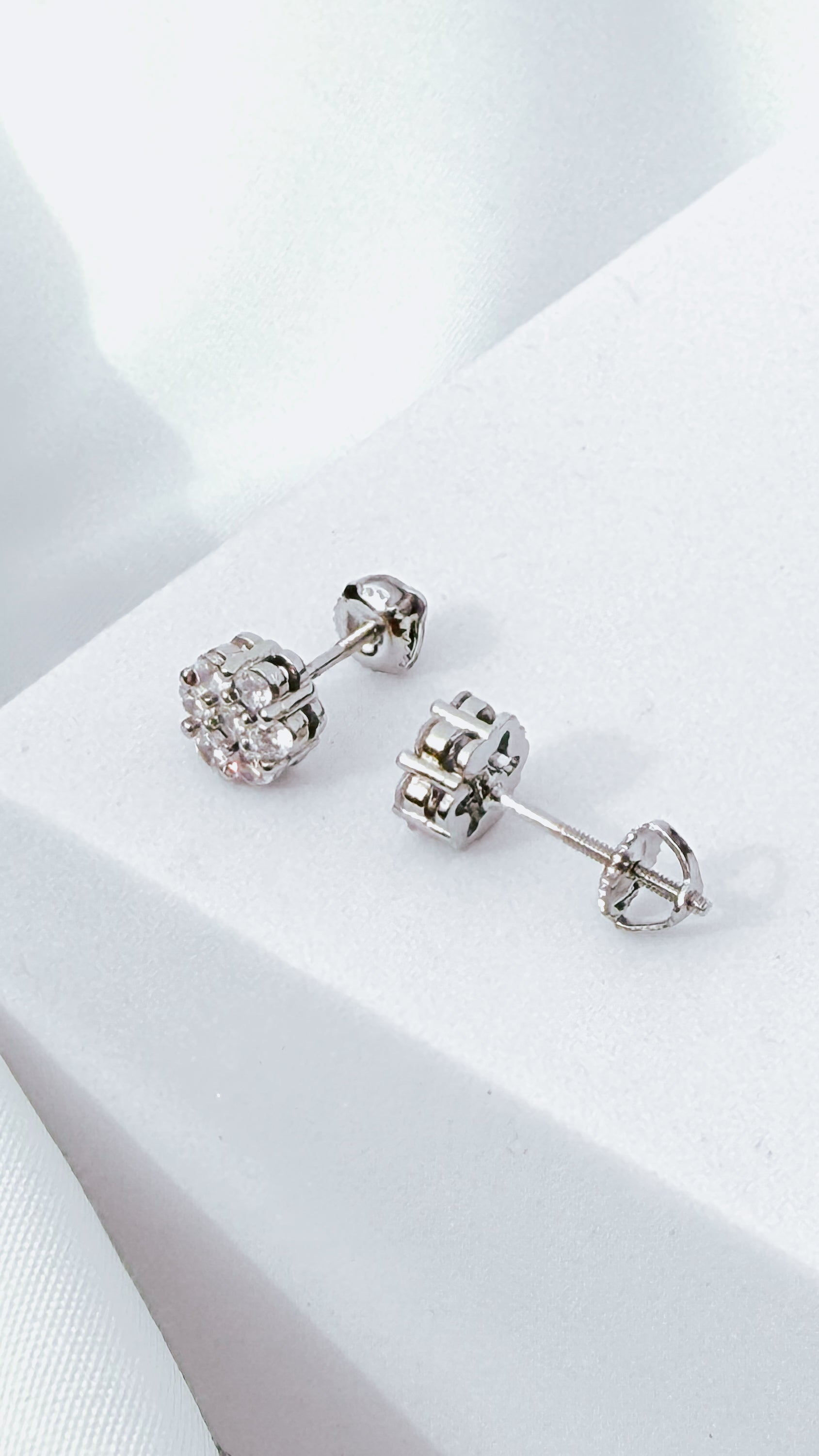Cubic Zirconia Cluster Stud Earrings