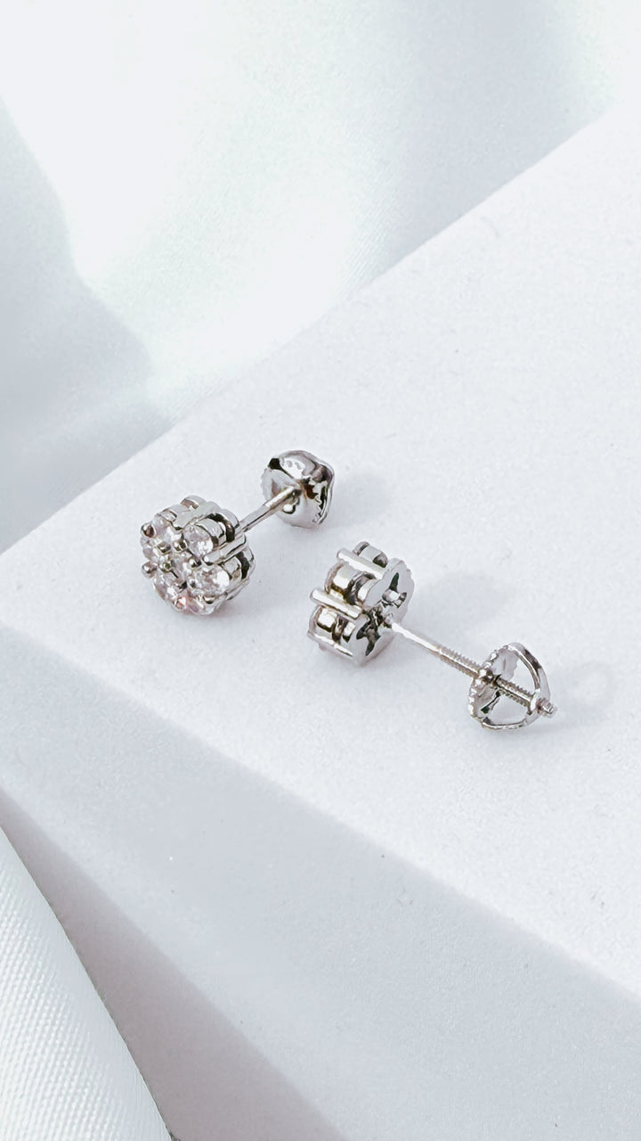 Cubic Zirconia Cluster Stud Earrings