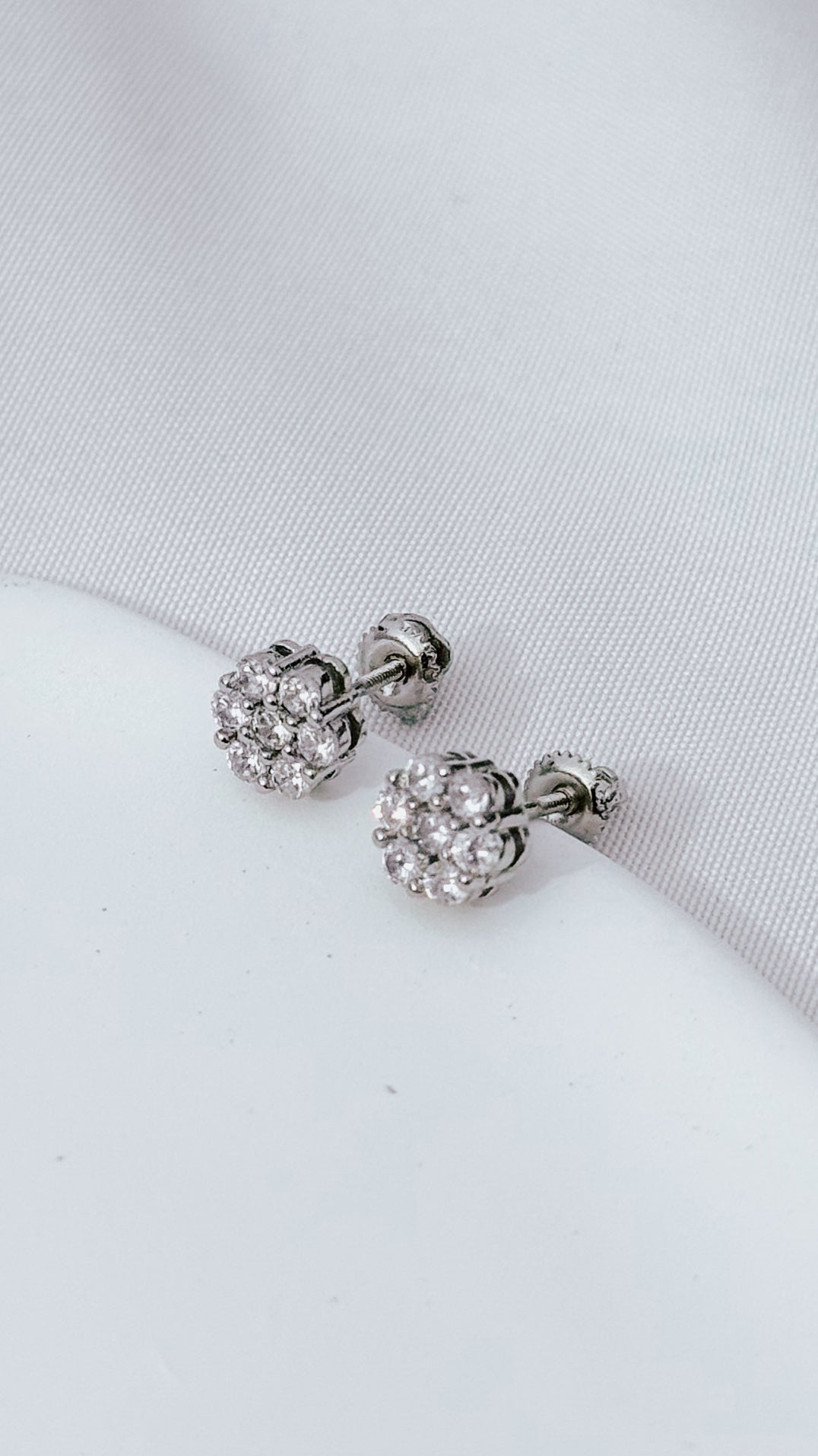 Cubic Zirconia Cluster Stud Earrings