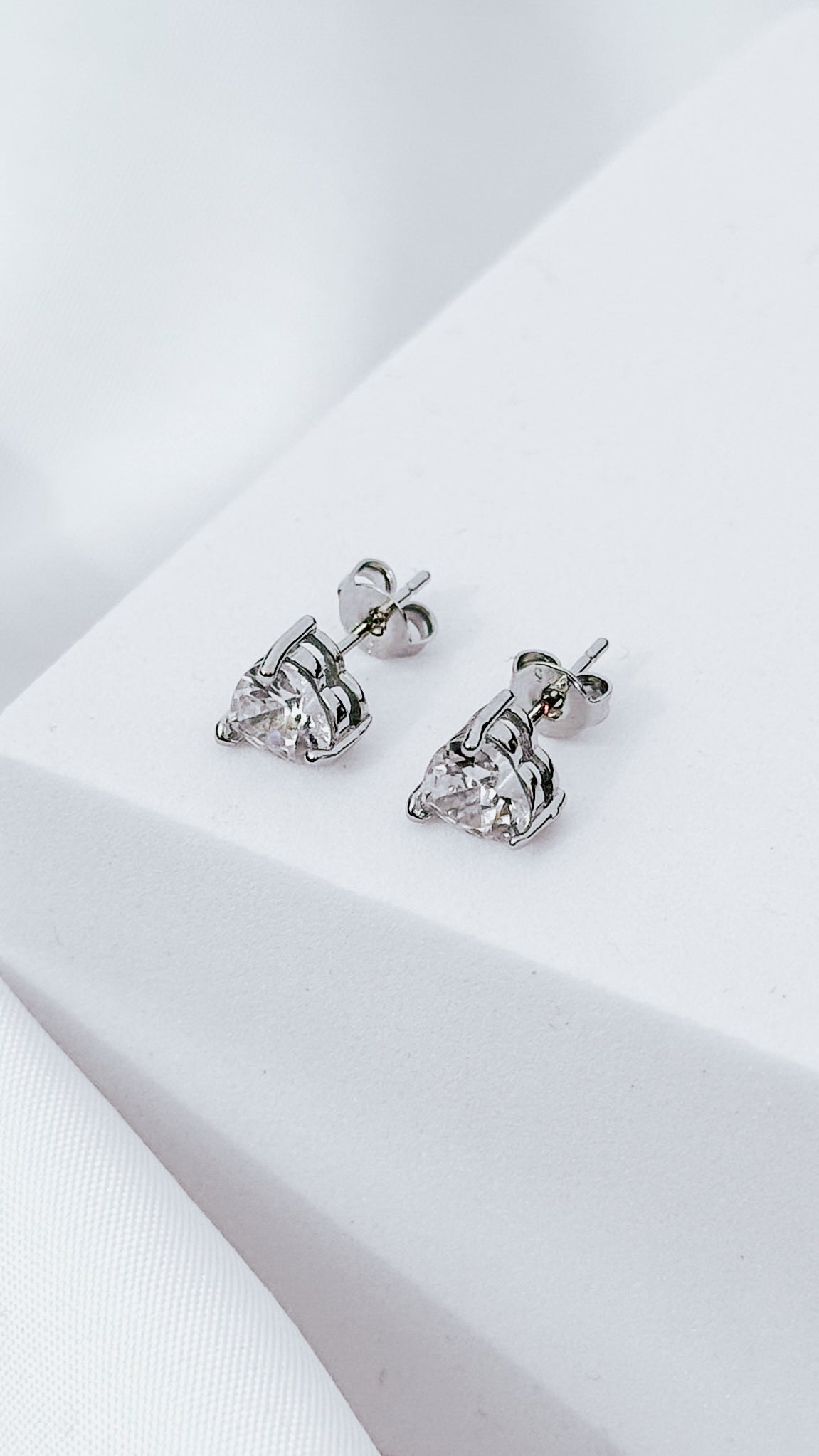 Silver Heart Stud Earrings