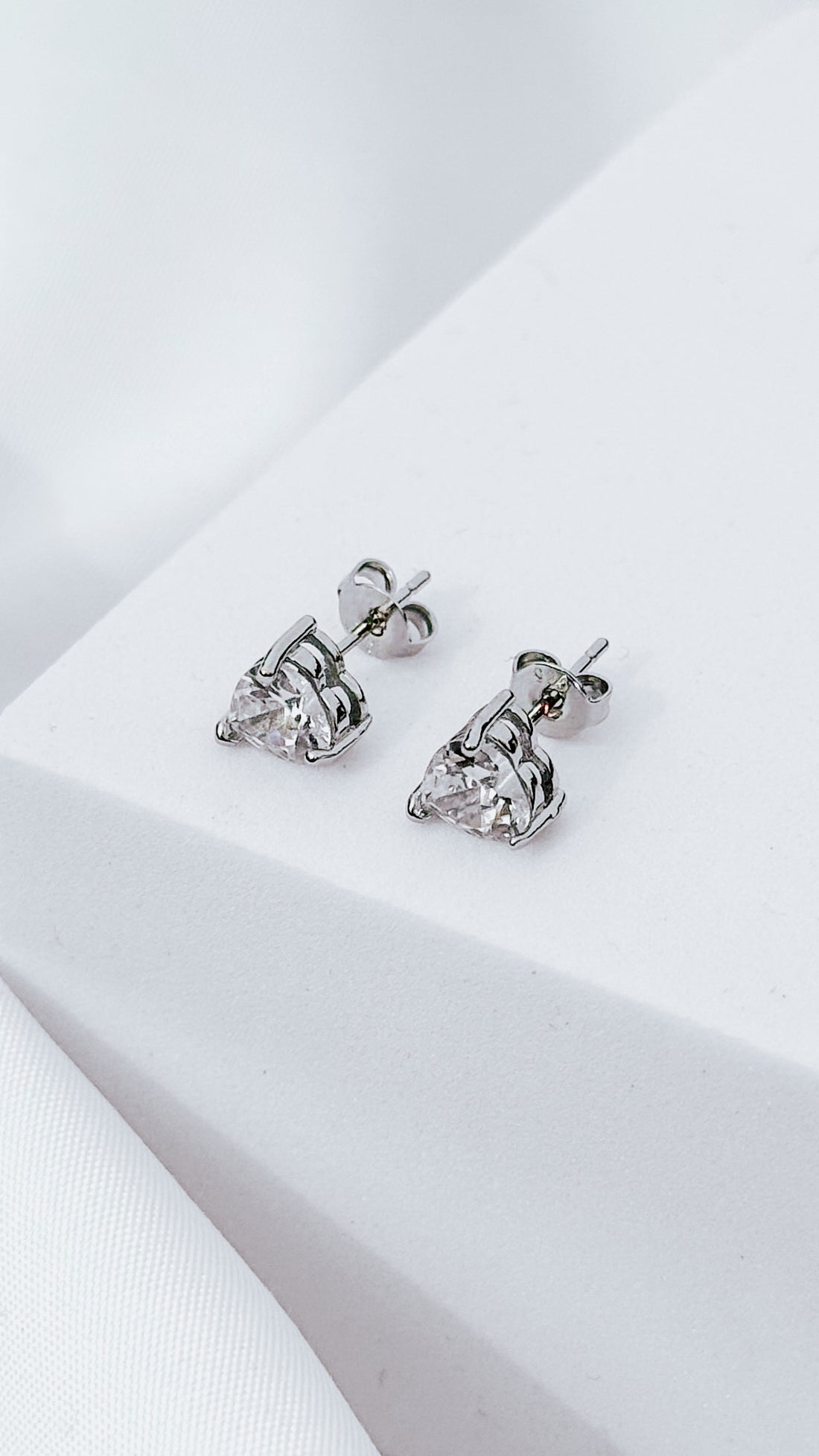 Silver Heart Stud Earrings