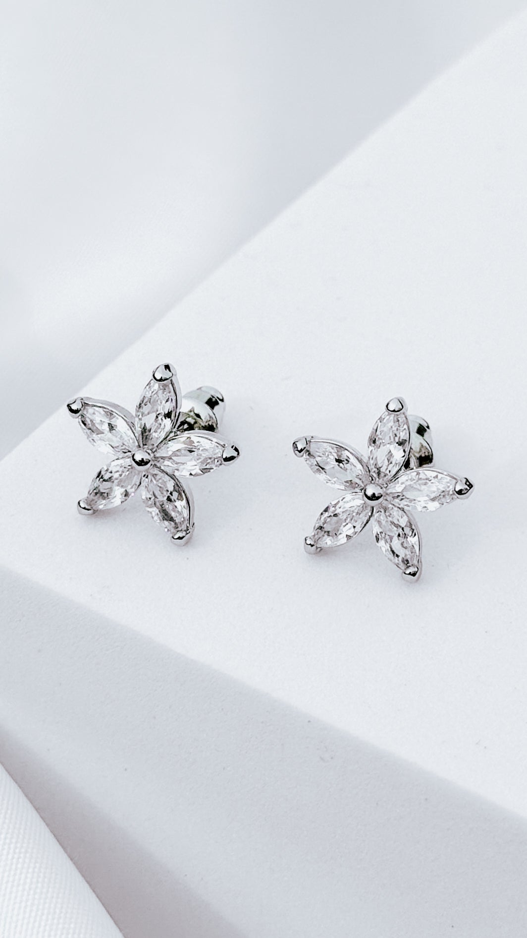 Cubic Zirconia Flower Stud Earrings